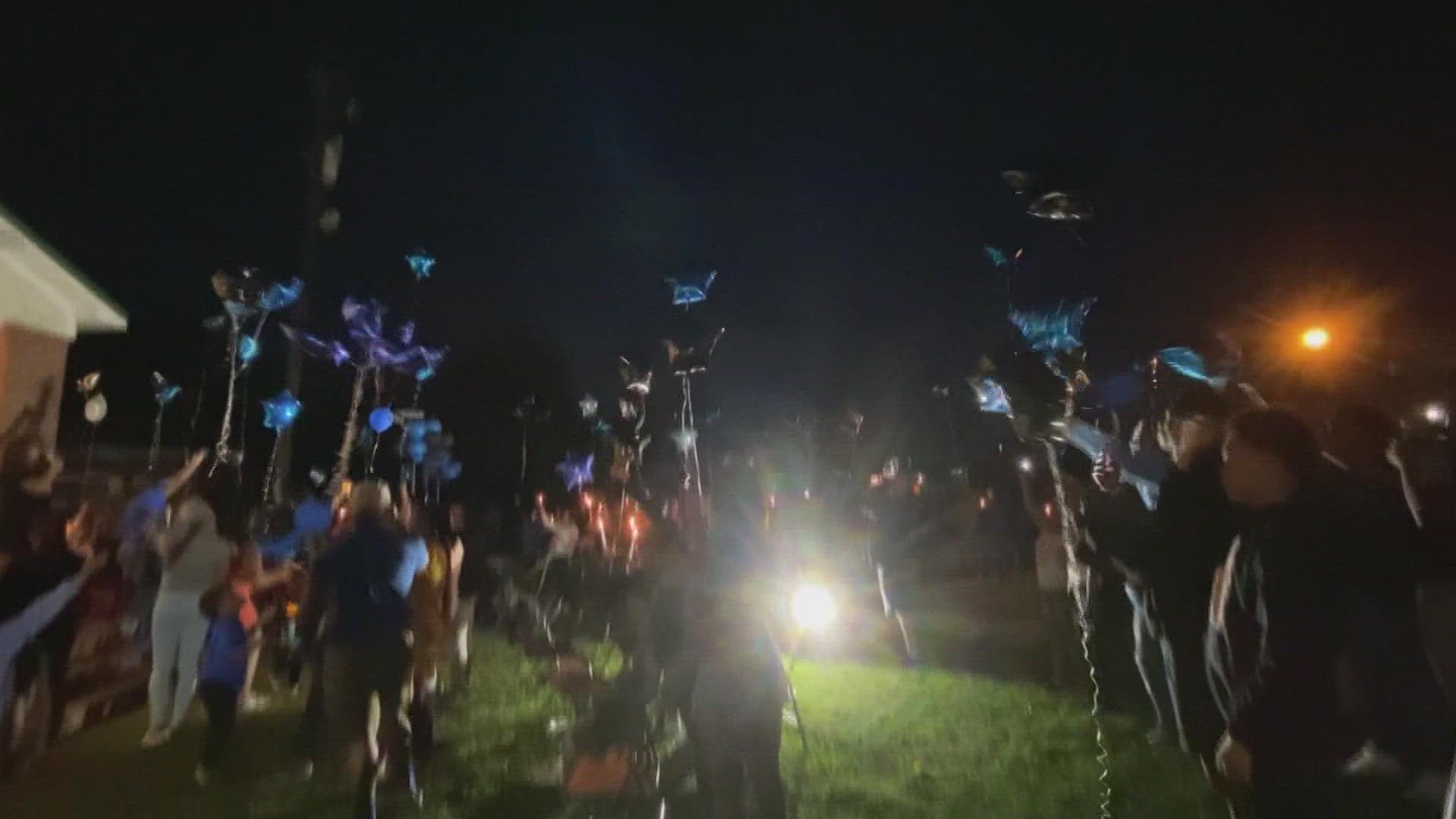 They held a balloon release in Yanceyville as investigators search for a 17-year-old suspect.