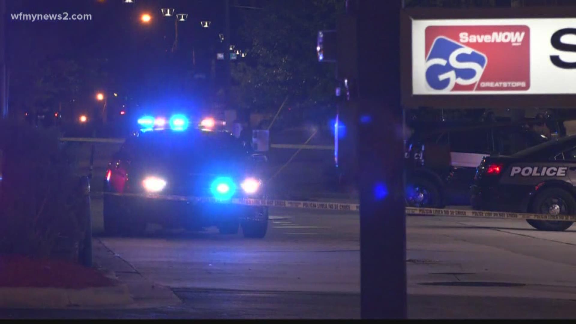 Police are searching for two suspects after they say one person was shot in the leg.