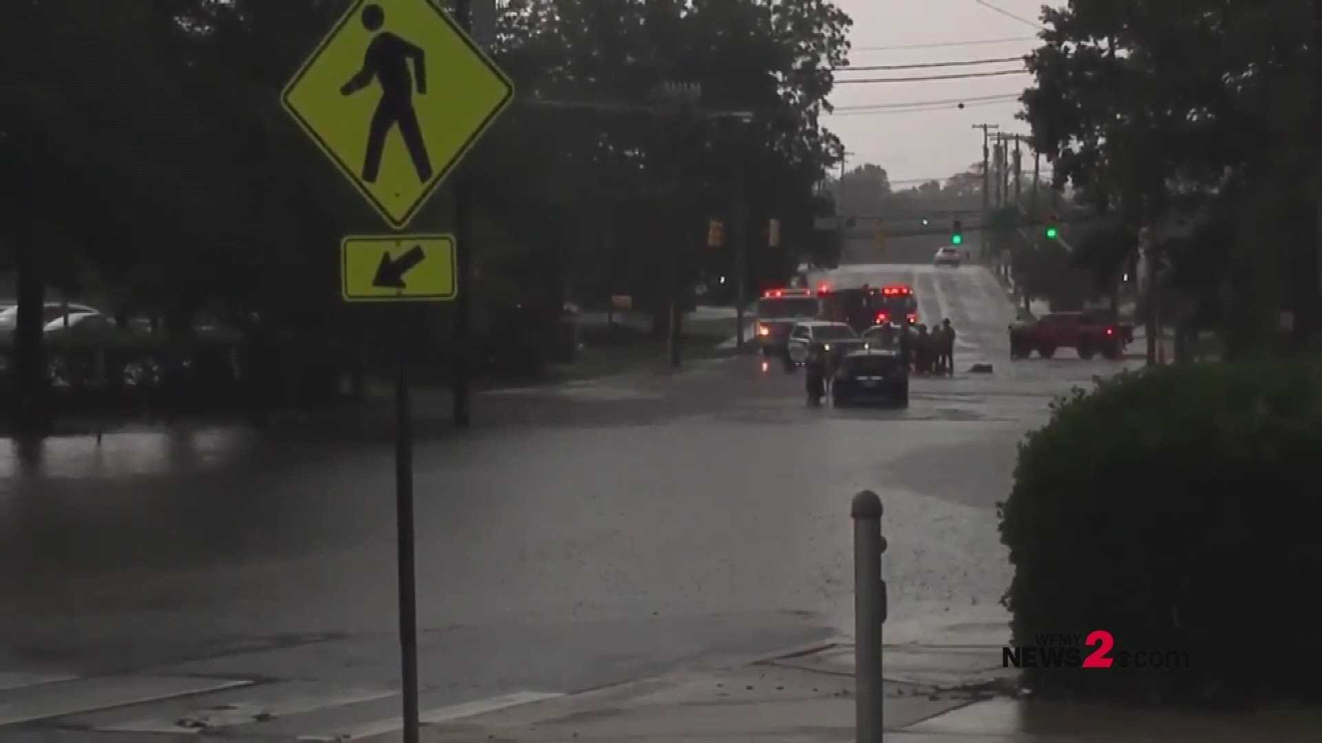 Water rescue operation conducted in High Point after flash flooding turns streets into streams.