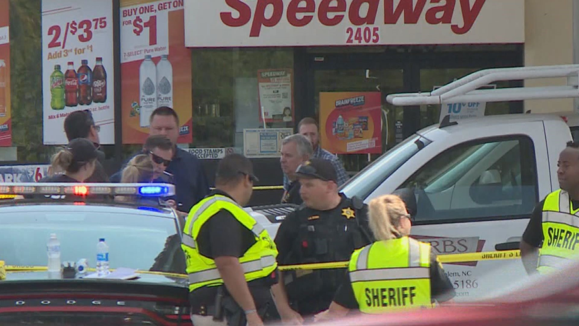 A Greensboro police officer is in the hospital after a shootout at a gas station in Clemmons.