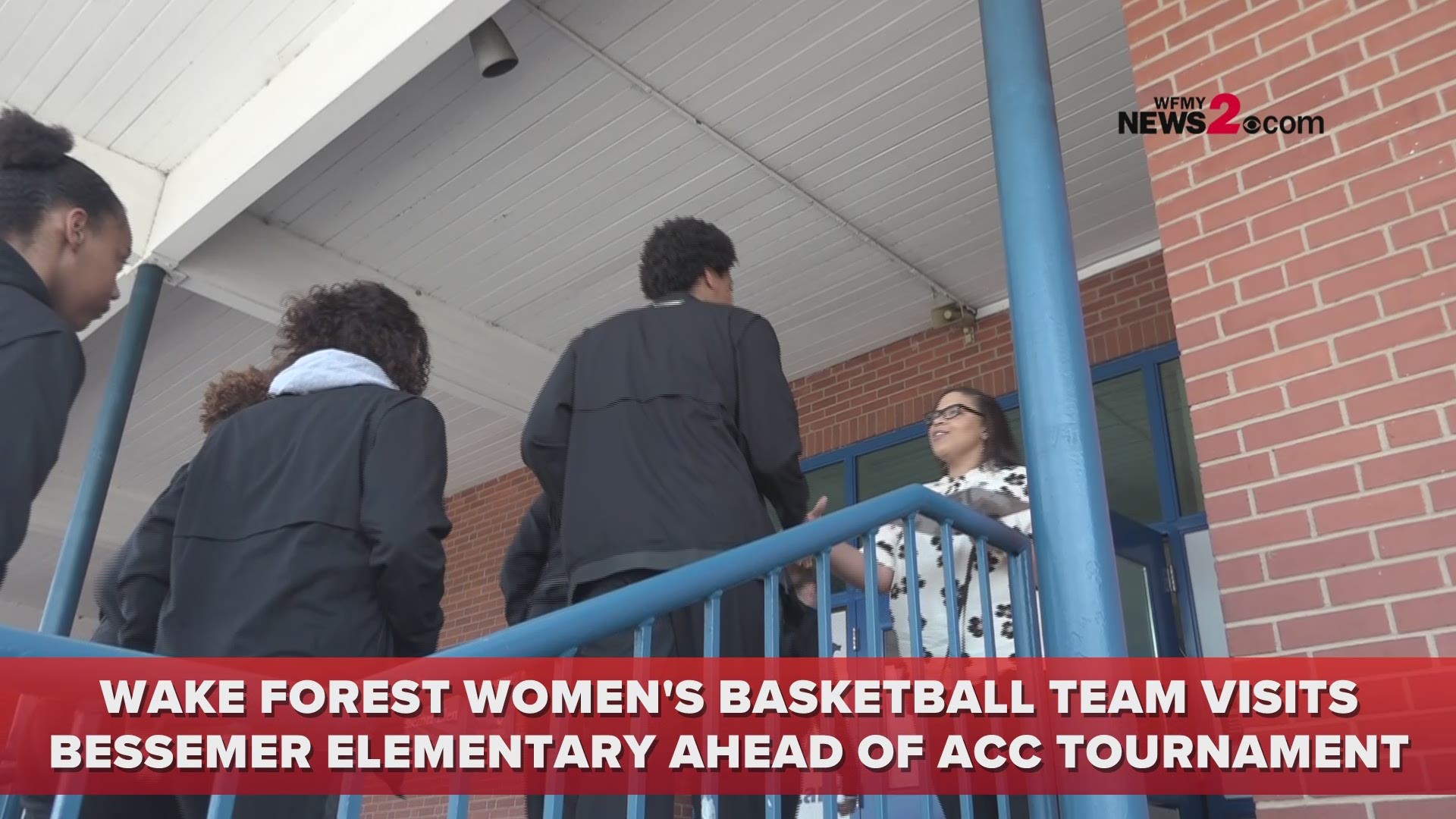 Wake Forest's women's basketball team spent the afternoon at Bessemer Elementary School in Greensboro talking to students about balancing academics and athletics and the importance of being a student over being an athlete ahead of the ACC tournament this week.