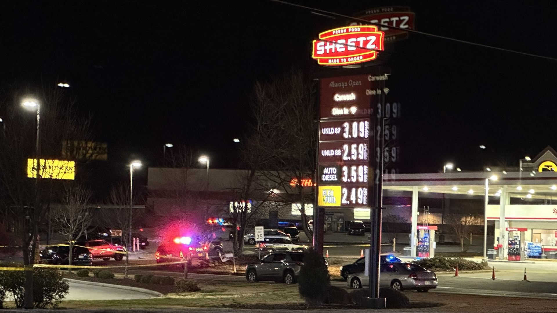 A Greensboro police officer was shot and killed at the Sheetz on Sandy Ridge Road while trying to stop a crime in progress.