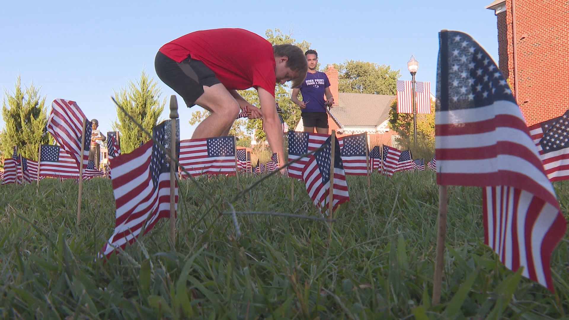 Students placed 2,977 flags on campus. Each one represents a person killed on Sept. 11 or as a result of the attacks.