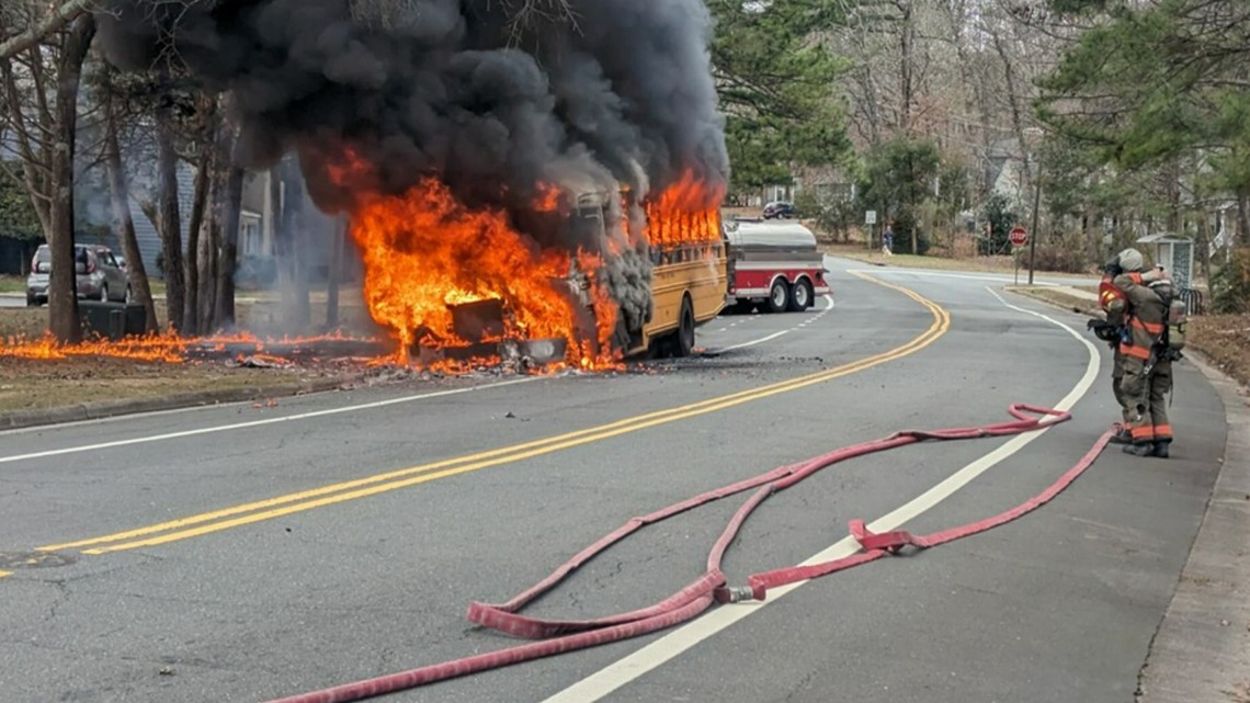 Durham school bus destroyed by massive fire on American Drive - Vimarsana News