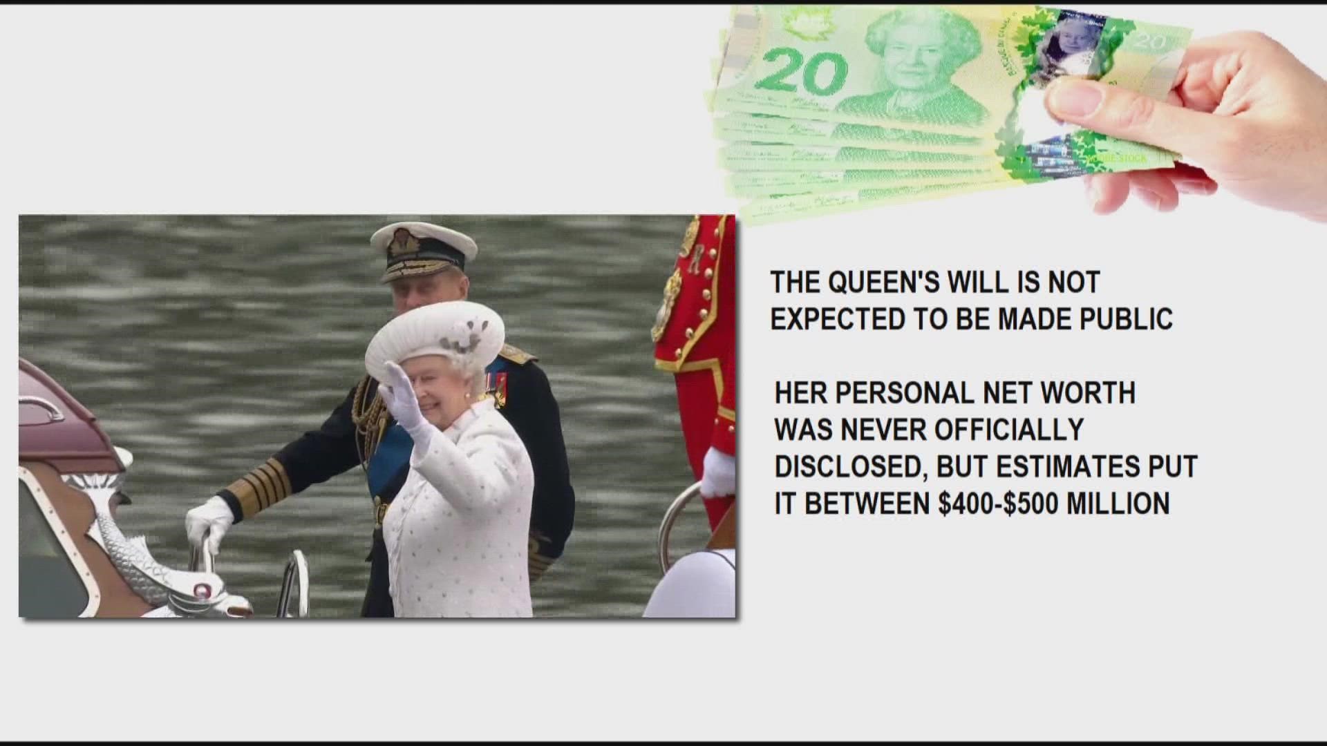 Queen Elizabeth's personal wealth is estimated to be between $400 and $500 million dollars.
