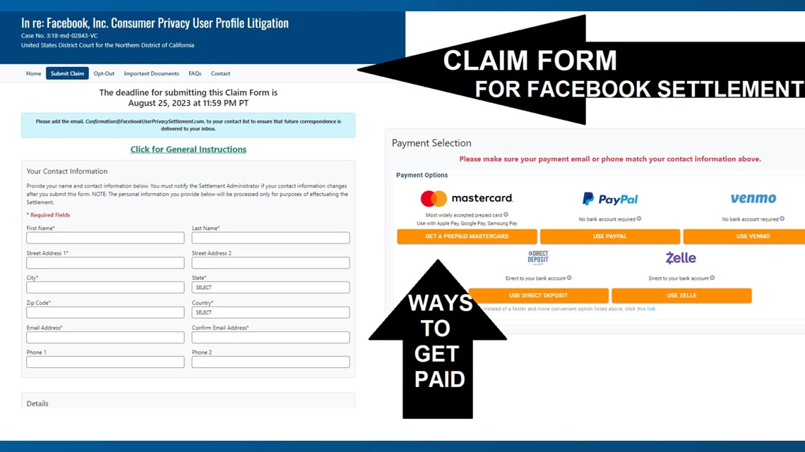 Facebook Lawsuit Settlement Claim Form 2023 Printable Forms Free Online