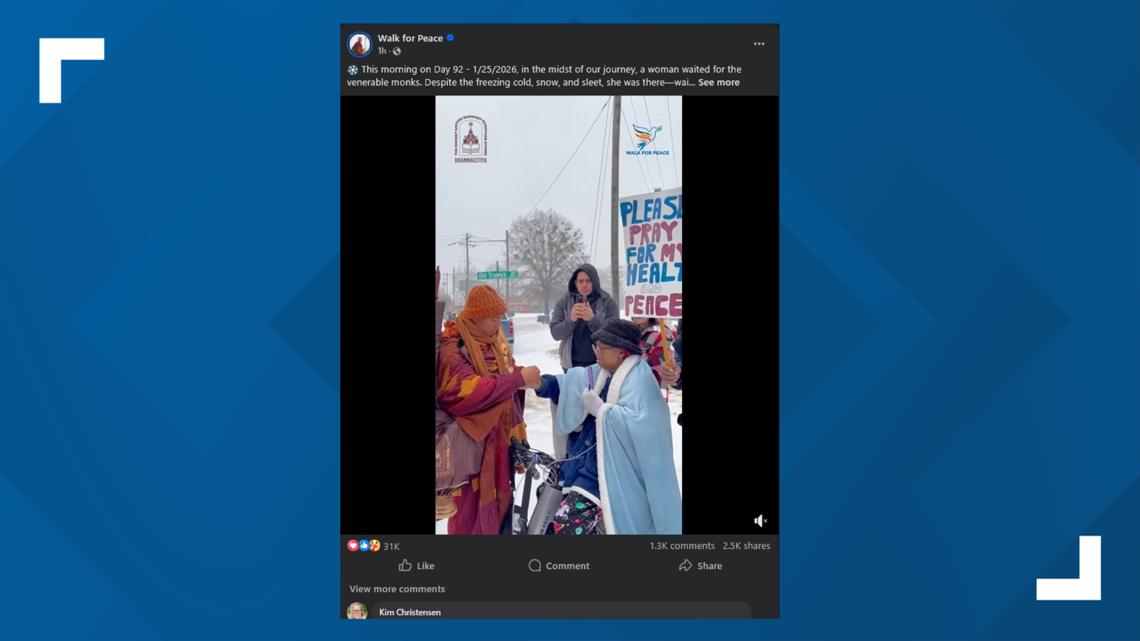 "Warm hearts in cold weather" Where are monks in winter storm?