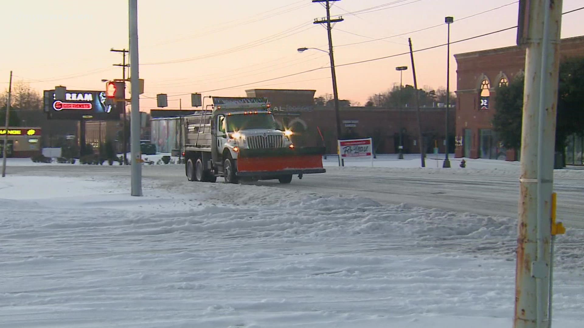 Greensboro crews wrapped up plowing primary roads and are working on secondary roads as of Monday afternoon.