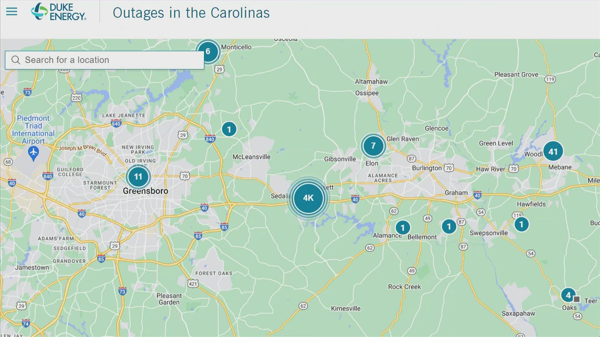 Duke Energy has not said why the outage happened.