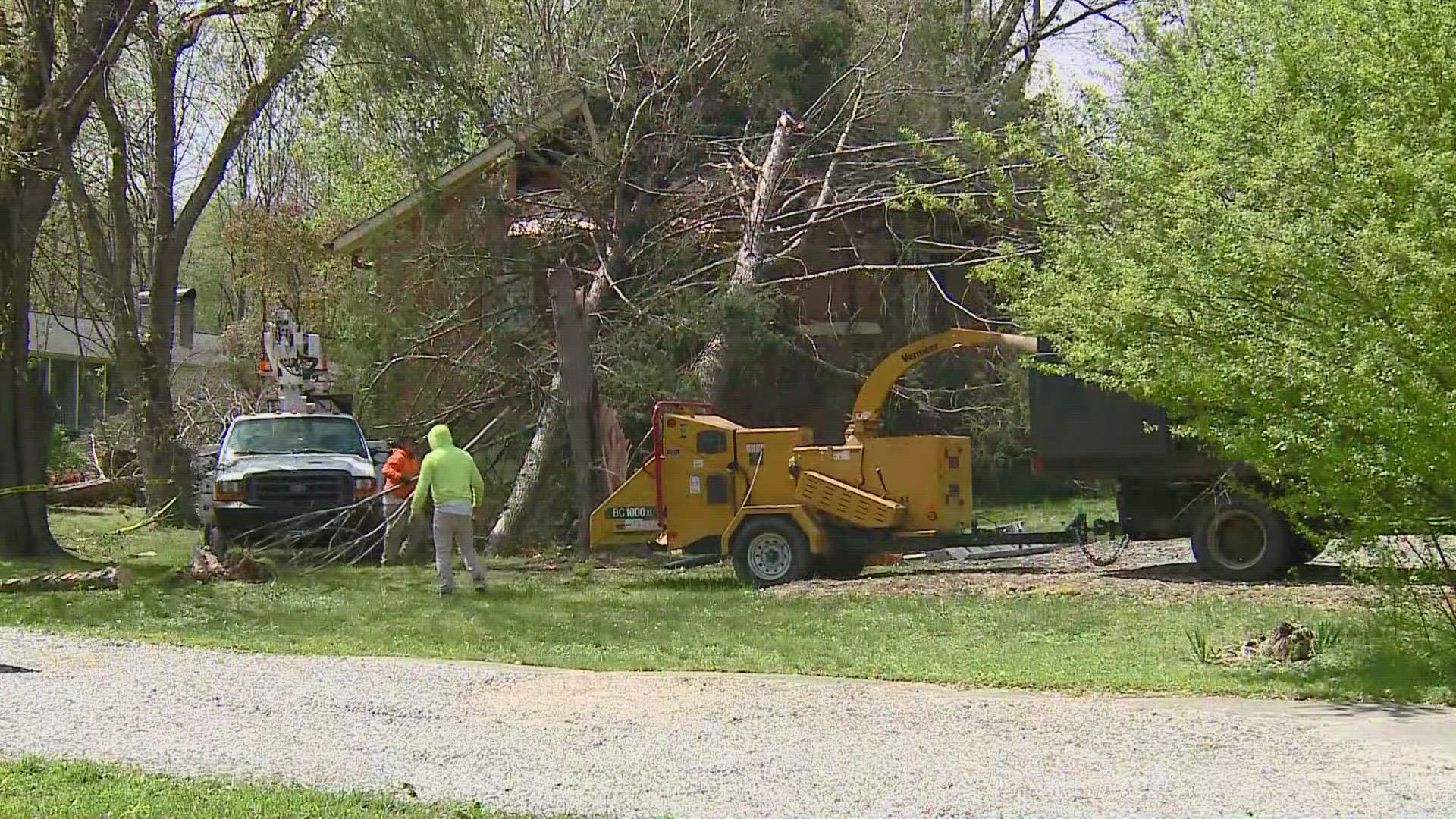 The National Weather Service said the twister spun on the ground for about two miles.