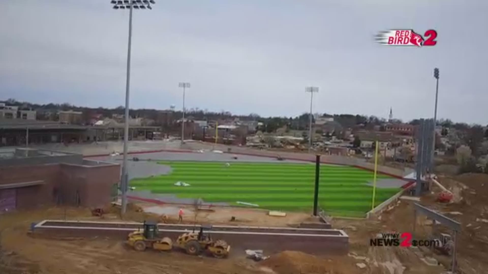 Red Bird 2 drone view captures the new turf being installed at BB&T Point in High Point. The High Point Rockers will kick-off their first season in the spring.