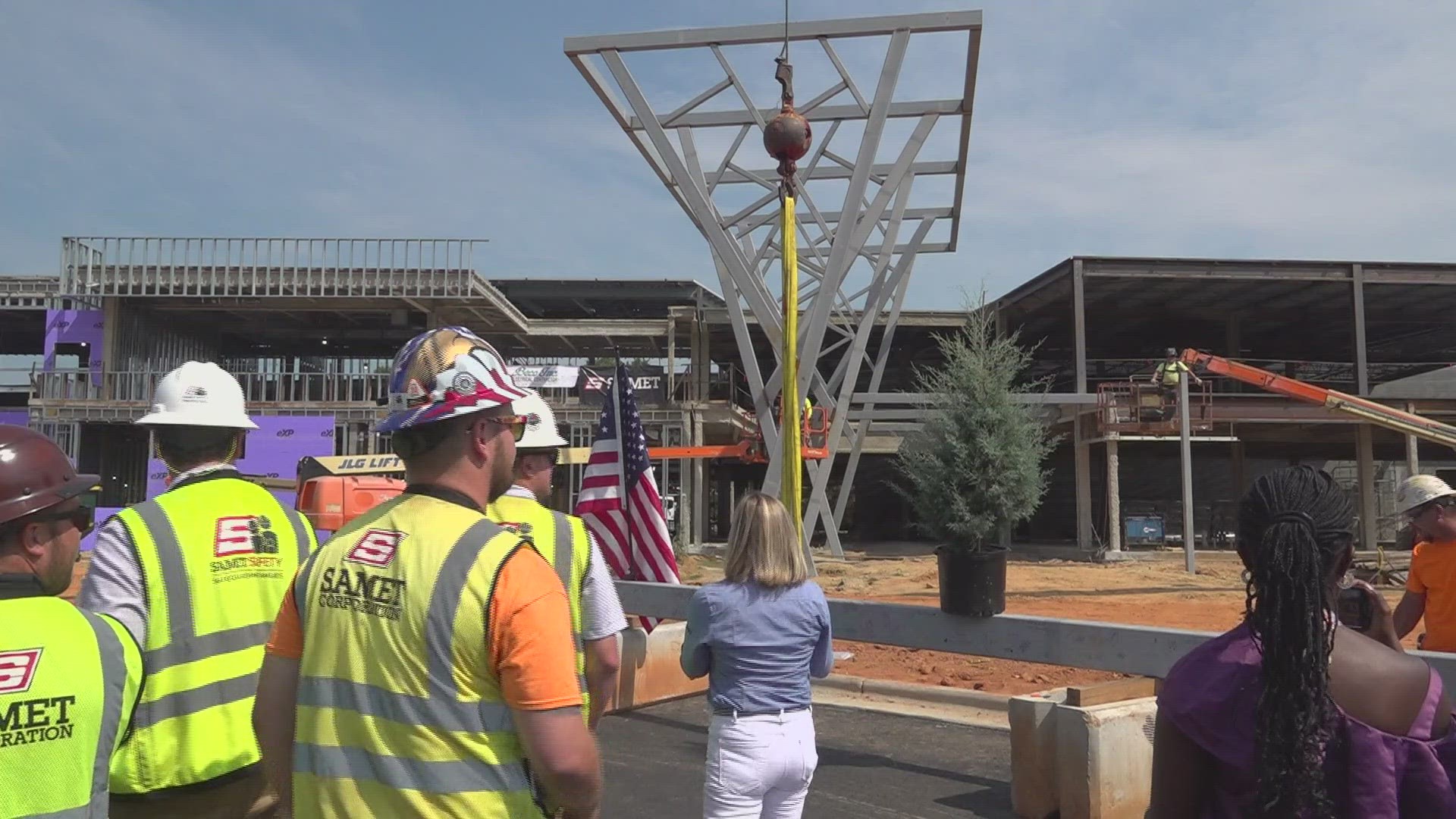 Guilford County Schools leaders celebrated a big moment Thursday as the final steel beam was installed at Claxton Elementary.