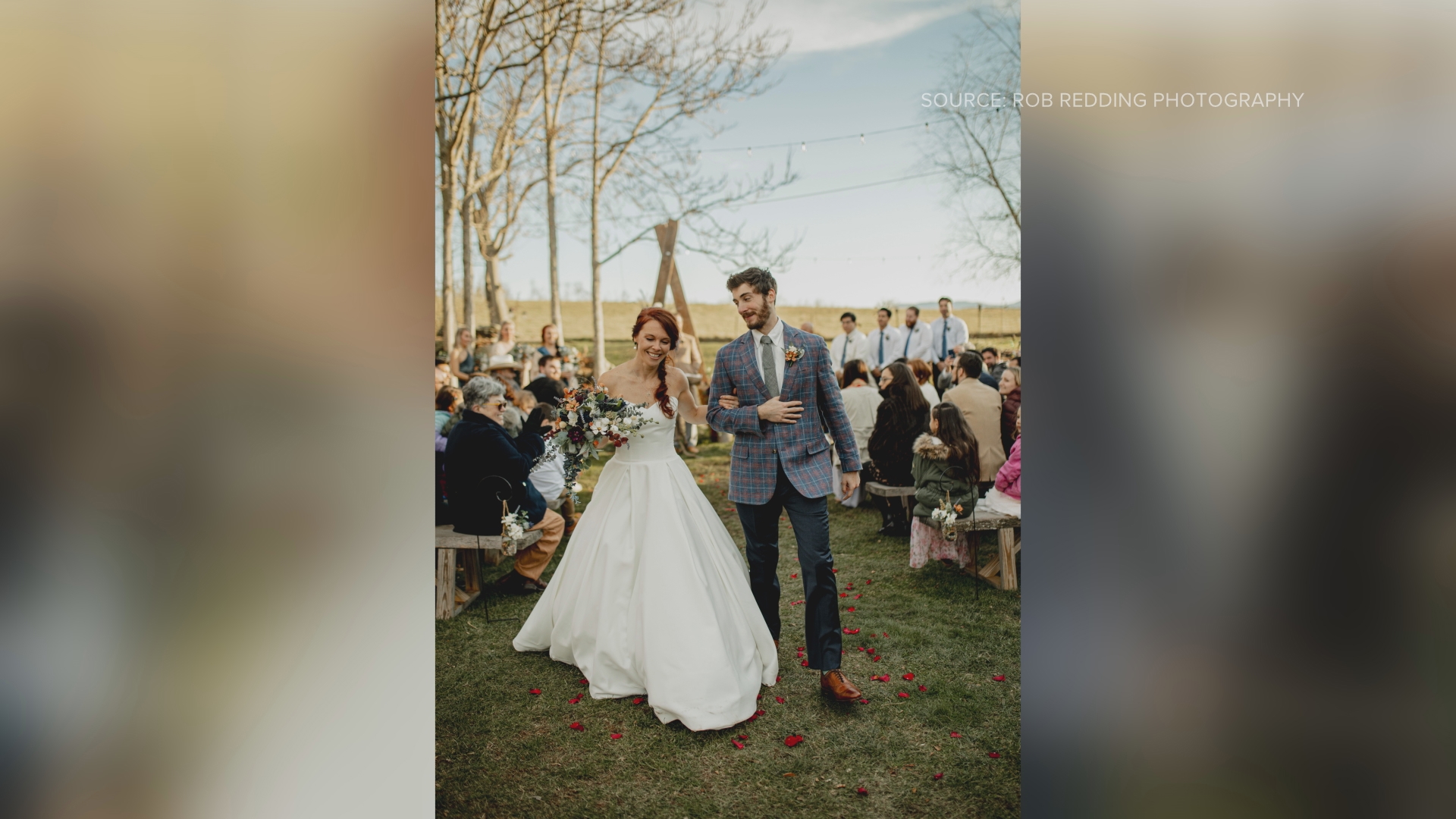 The couple's wedding venue was flooded out by Helene. Days before the makeup date, the groom almost lost his life.