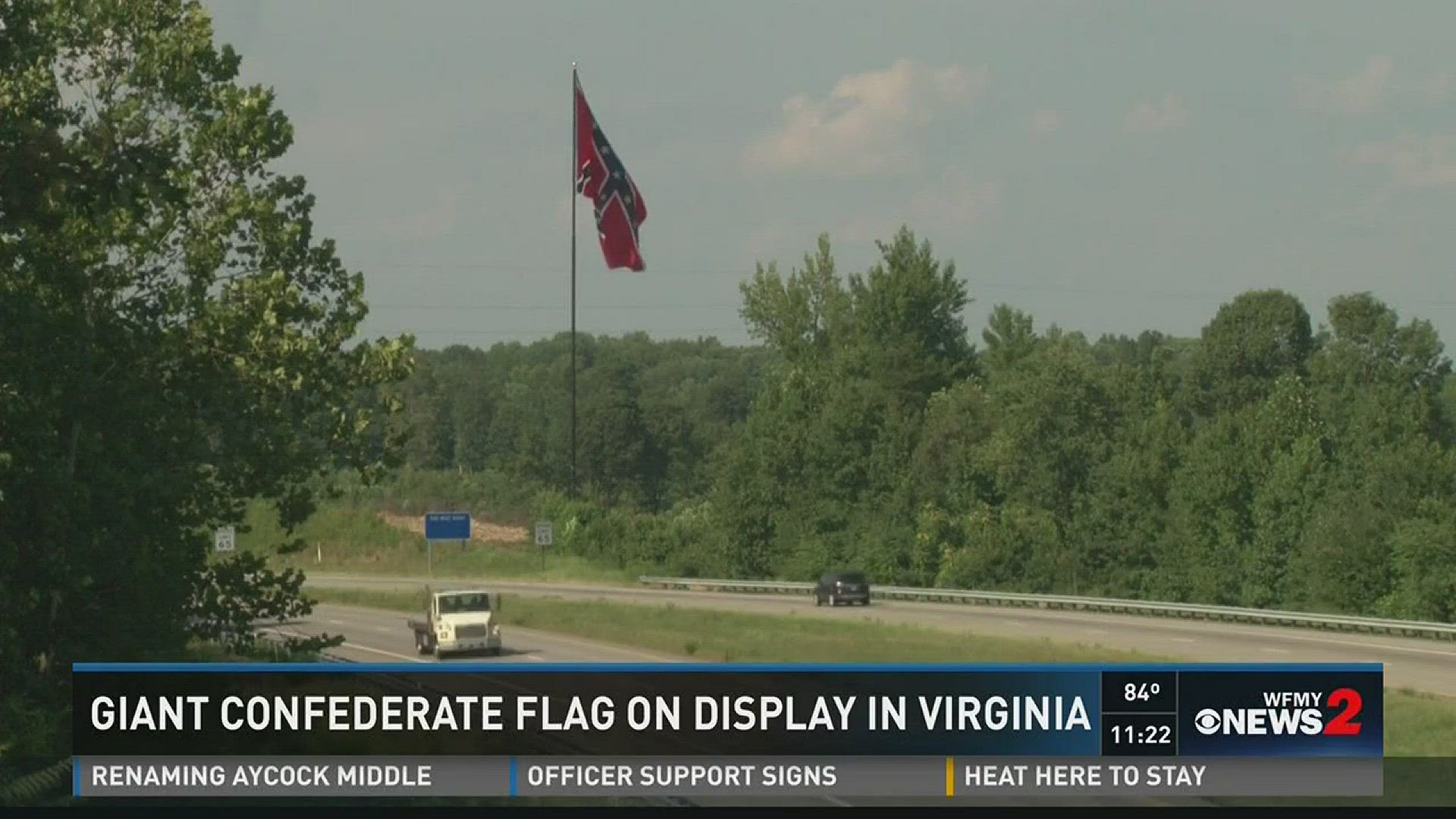 One of the largest Confederate flags ever made just went up in Blairs, near Danville. Hundreds of supporters of the Confederacy raised the 30 by 50 foot flag along the U.S. 29 bypass on Saturday. The flag was raised to protest a decision by the Danville City Council to remove the Confederate flag from city property.