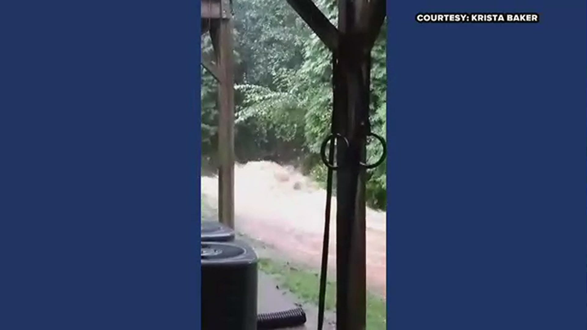 No, this is not a river but it sure does look like one! Krista Baker captured the video from her backyard in Winston-Salem.
