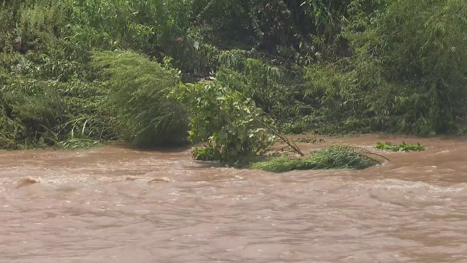 One area where people hang out outside Haw River was completely submerged.