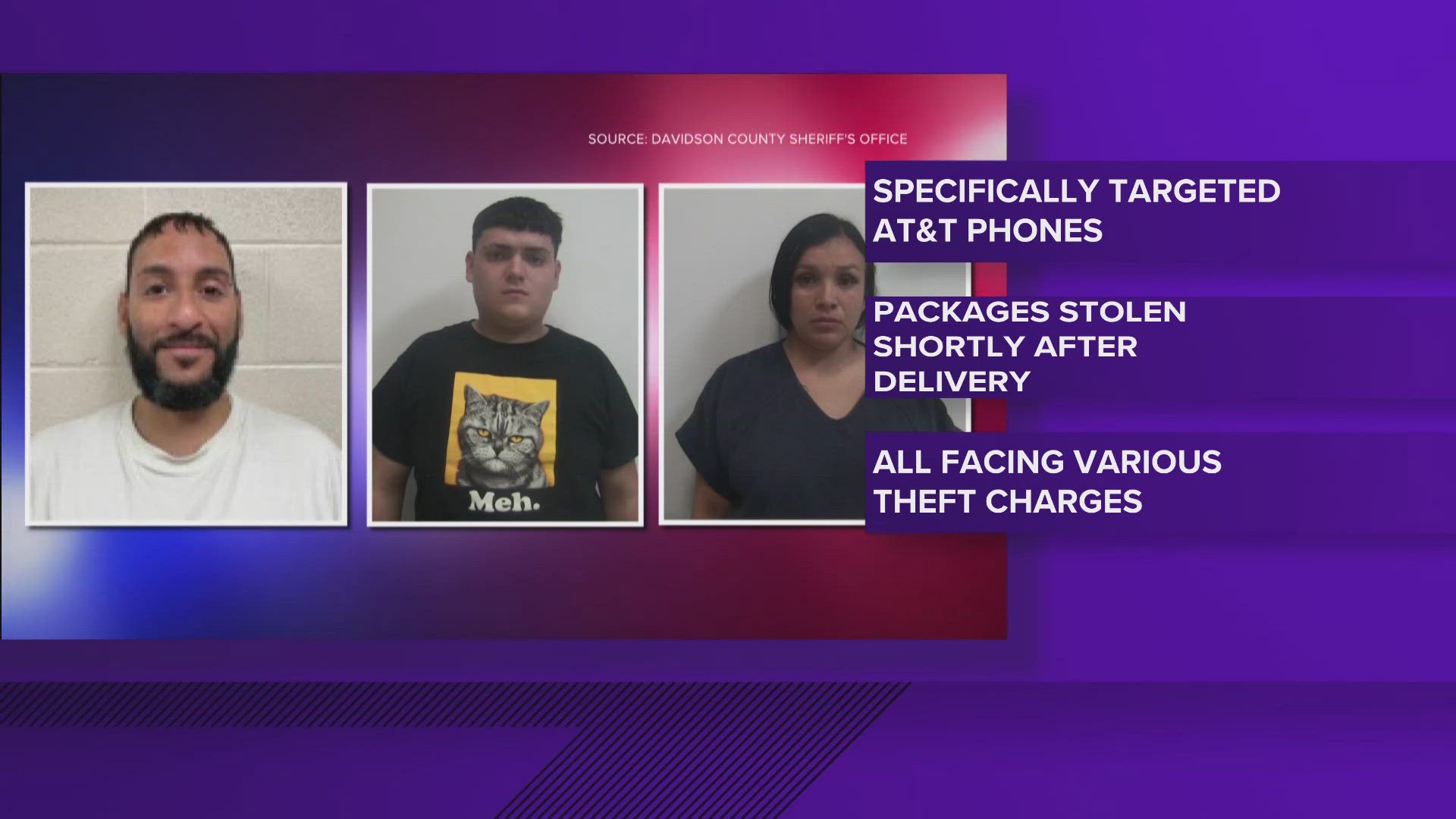 Davidson Co. Deputies picked up the three suspects in Lexington.