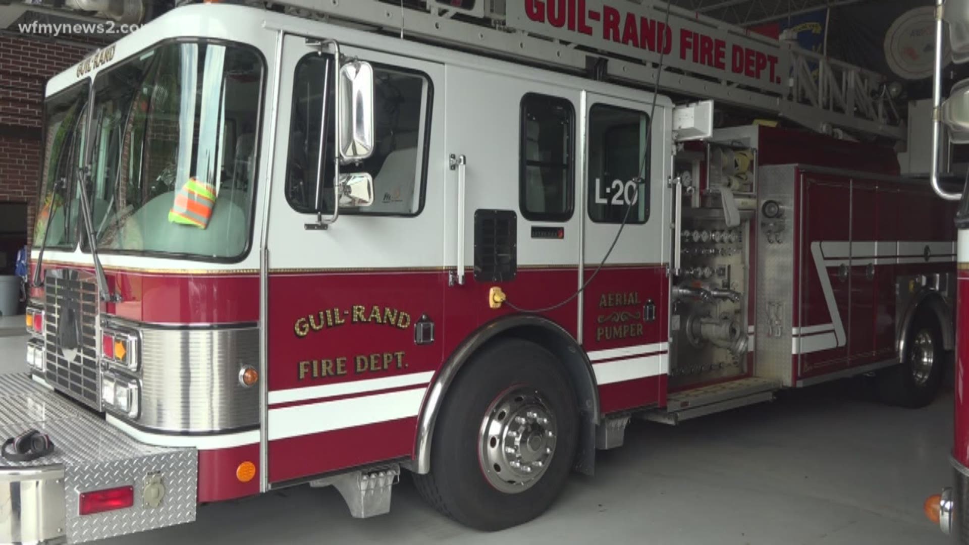 A Guil-Rand firefighter is in the hospital after being shocked from a downed power line in Randolph County, the fire department says.