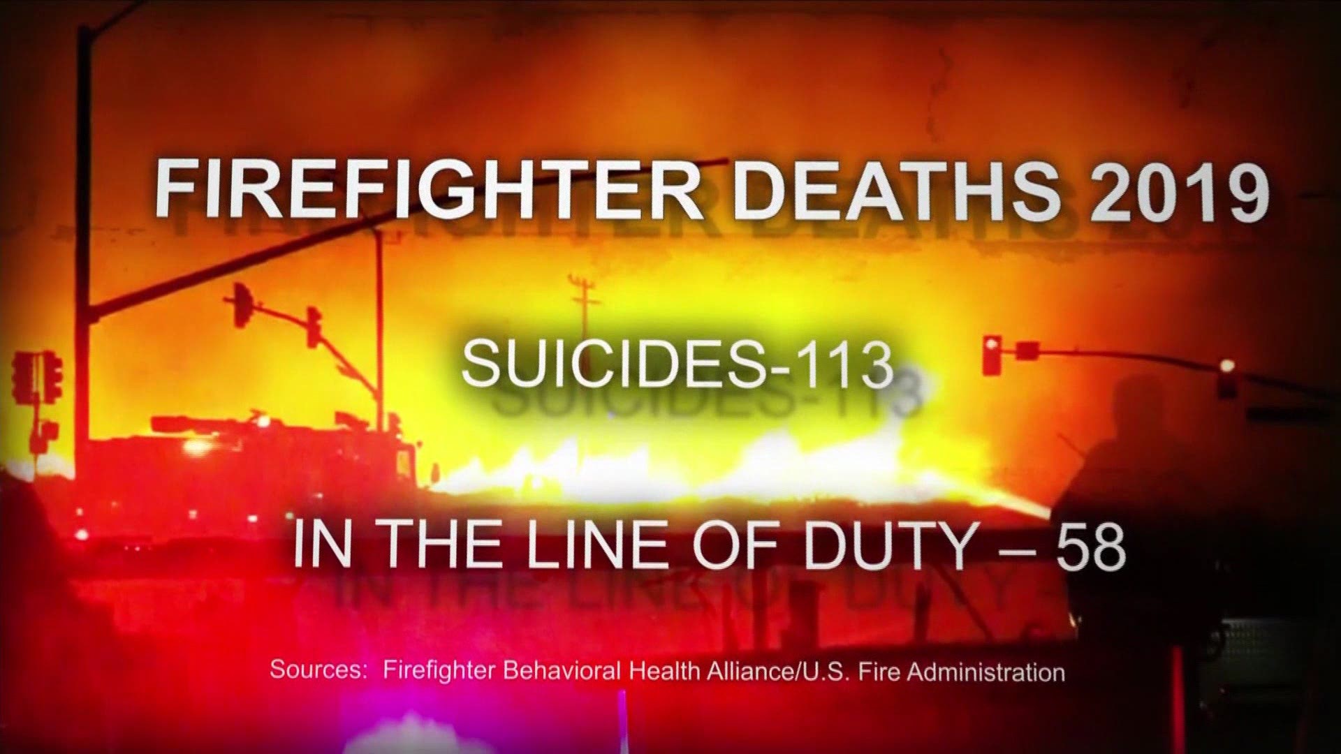 Last year, firefighter suicides nearly doubled the number of firefighters that died battling flames.