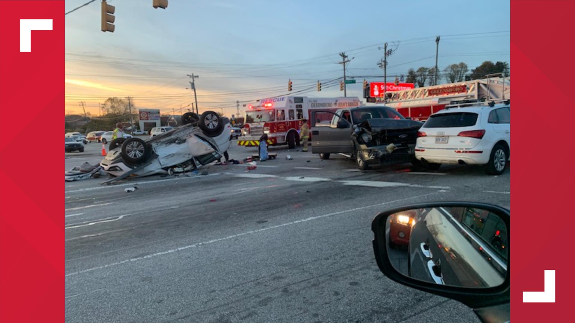 Dash cam from a WFMY News 2 viewer shows the moment the wreck happened at Wendover Avenue and Bridford Parkway on Sunday.