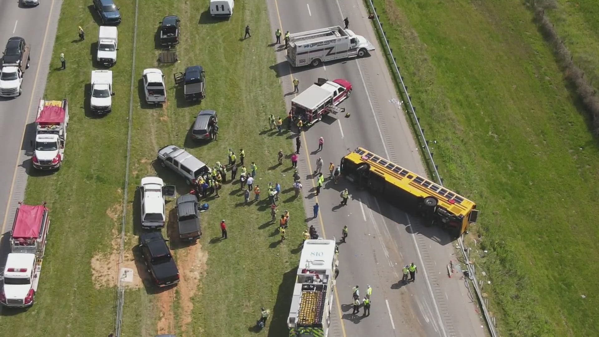 At least 11 people went to the hospital after a school bus crashed in Chester County.