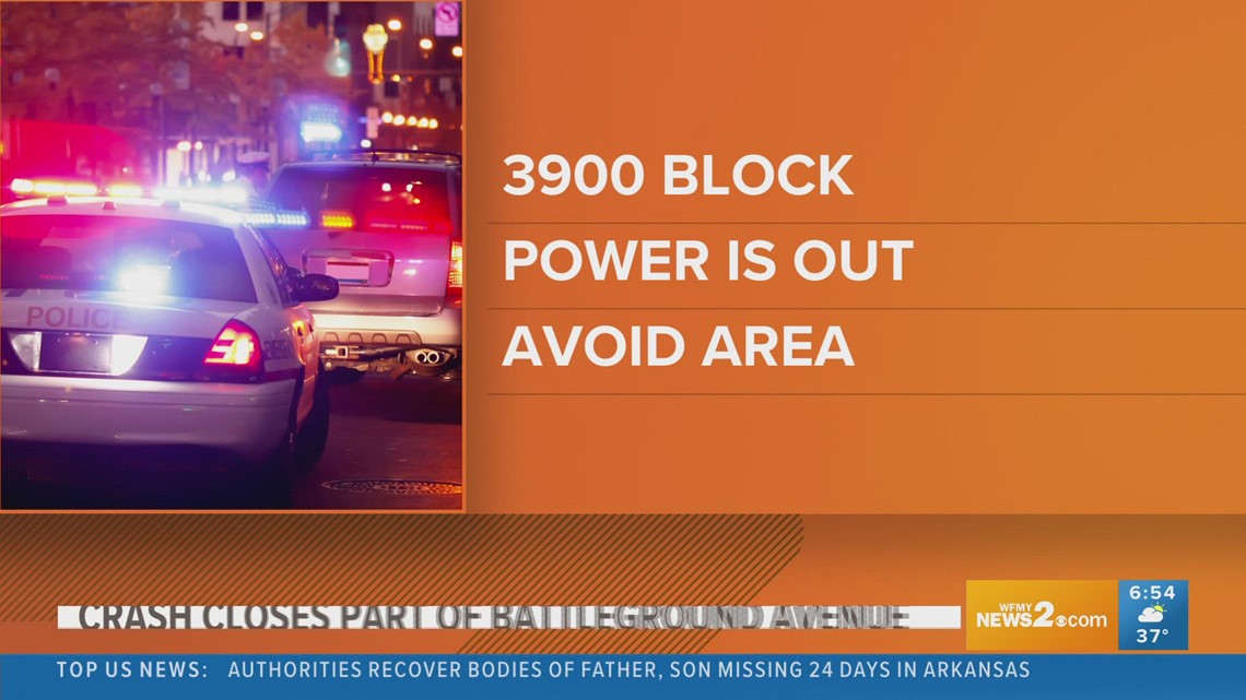 Part of Battleground Avenue shut down after crash causing power outage