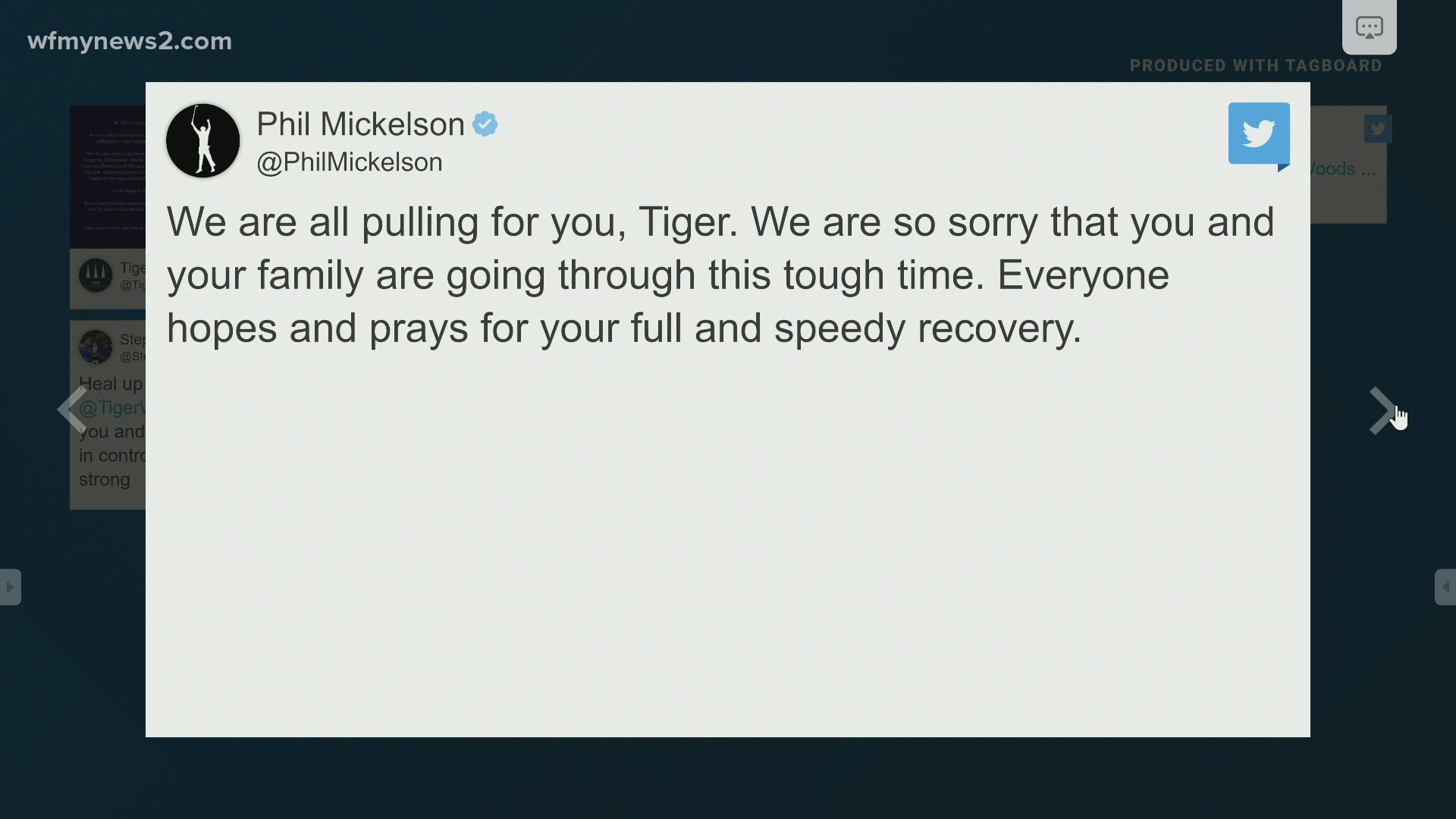 Social media is flooded with recovery wishes for the golfer as he recovers from surgery on his leg and ankle.