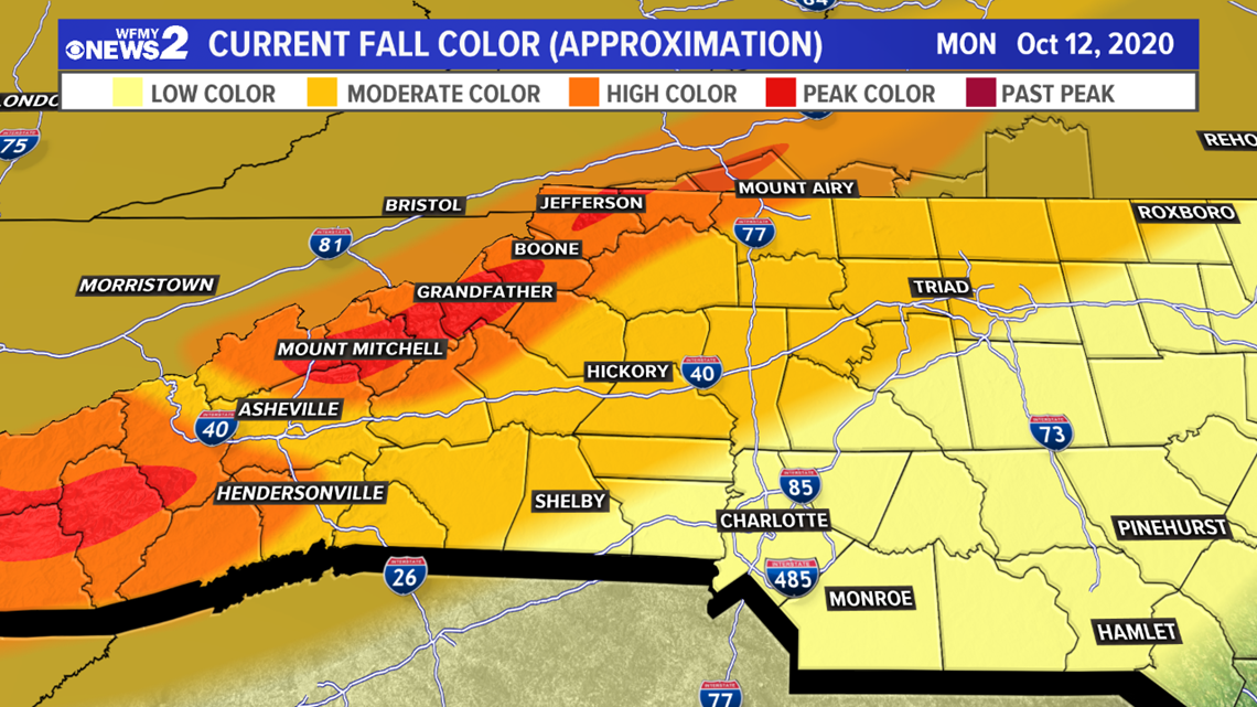 Fall Color Map North Carolina Peak Color Arrives In Nc Mountains: Fall Color Report October 12 |  Wfmynews2.Com