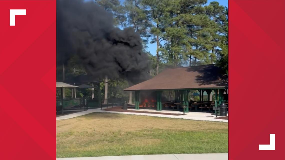 Officials say a bystander called 911 and tried to put out the flames before firefighters got there.