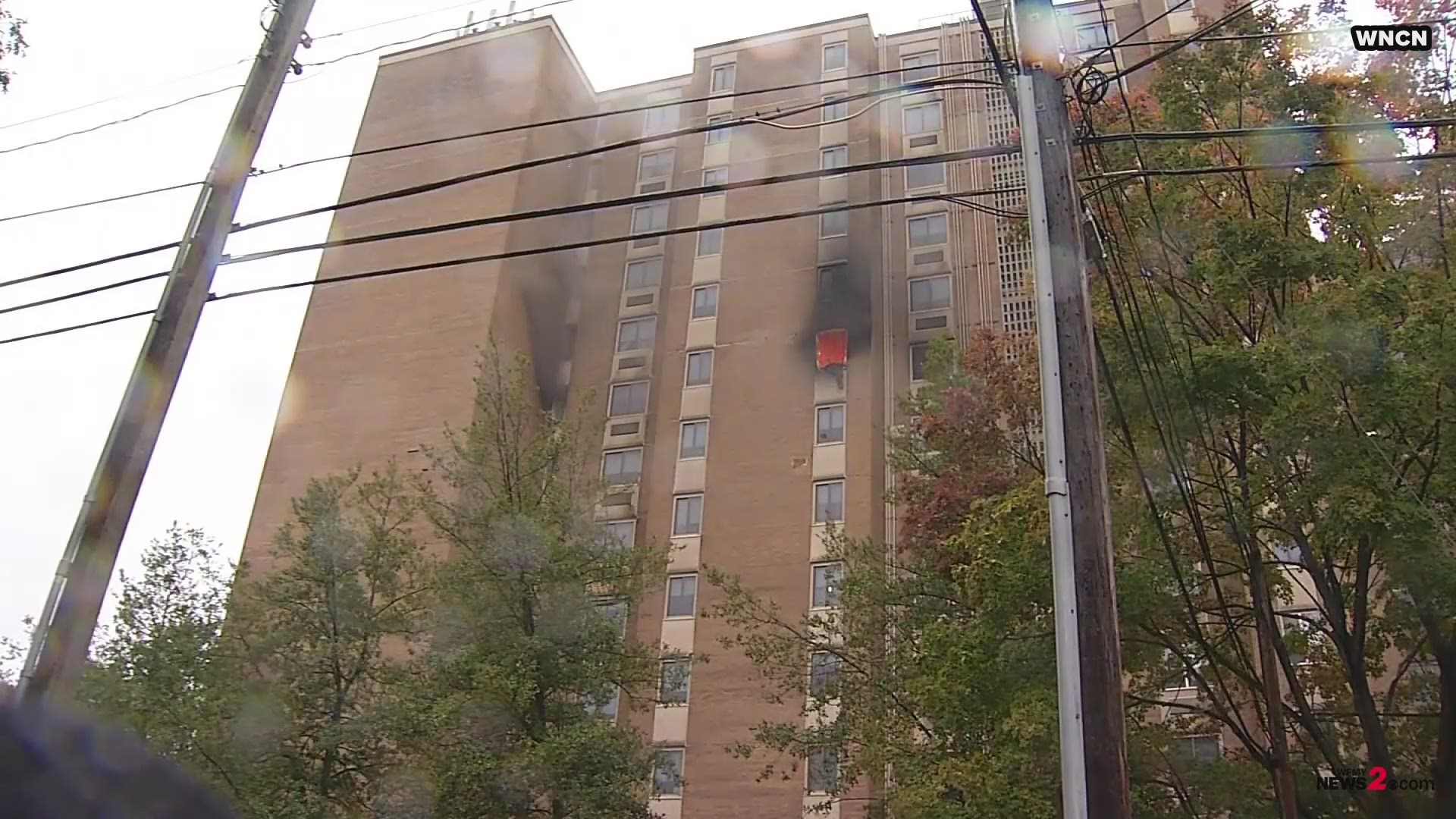 A high rise apartment caught on fire in Raleigh. Fire crews said at least six people were taken to the hospital. Video Courtesy: WNCN