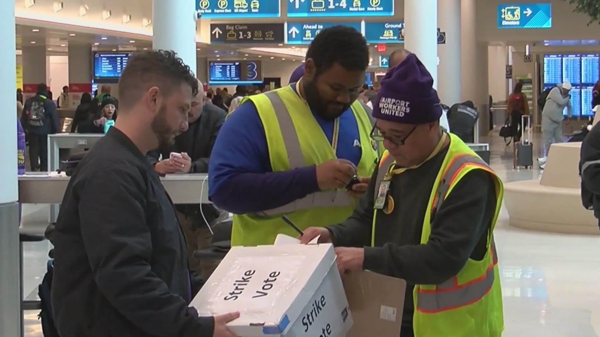 Dozens of contracted workers at Charlotte-Douglas Airport joined the picket lines this morning.