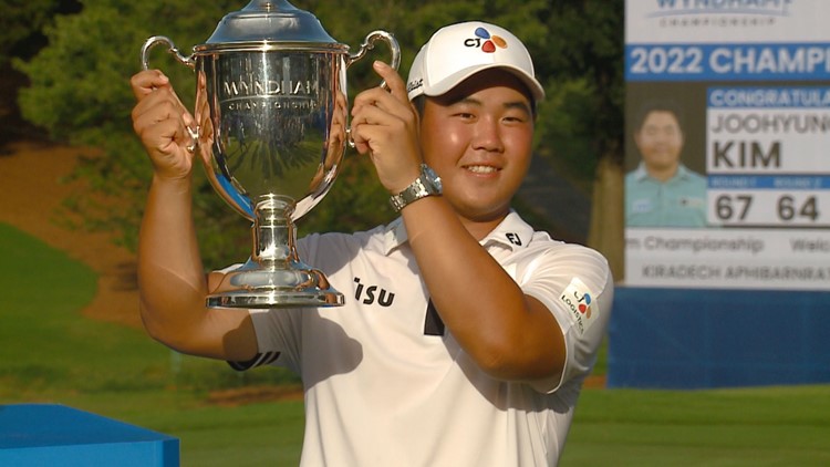 Tom Kim arrives on PGA Tour with 61 to win Wyndham Championship