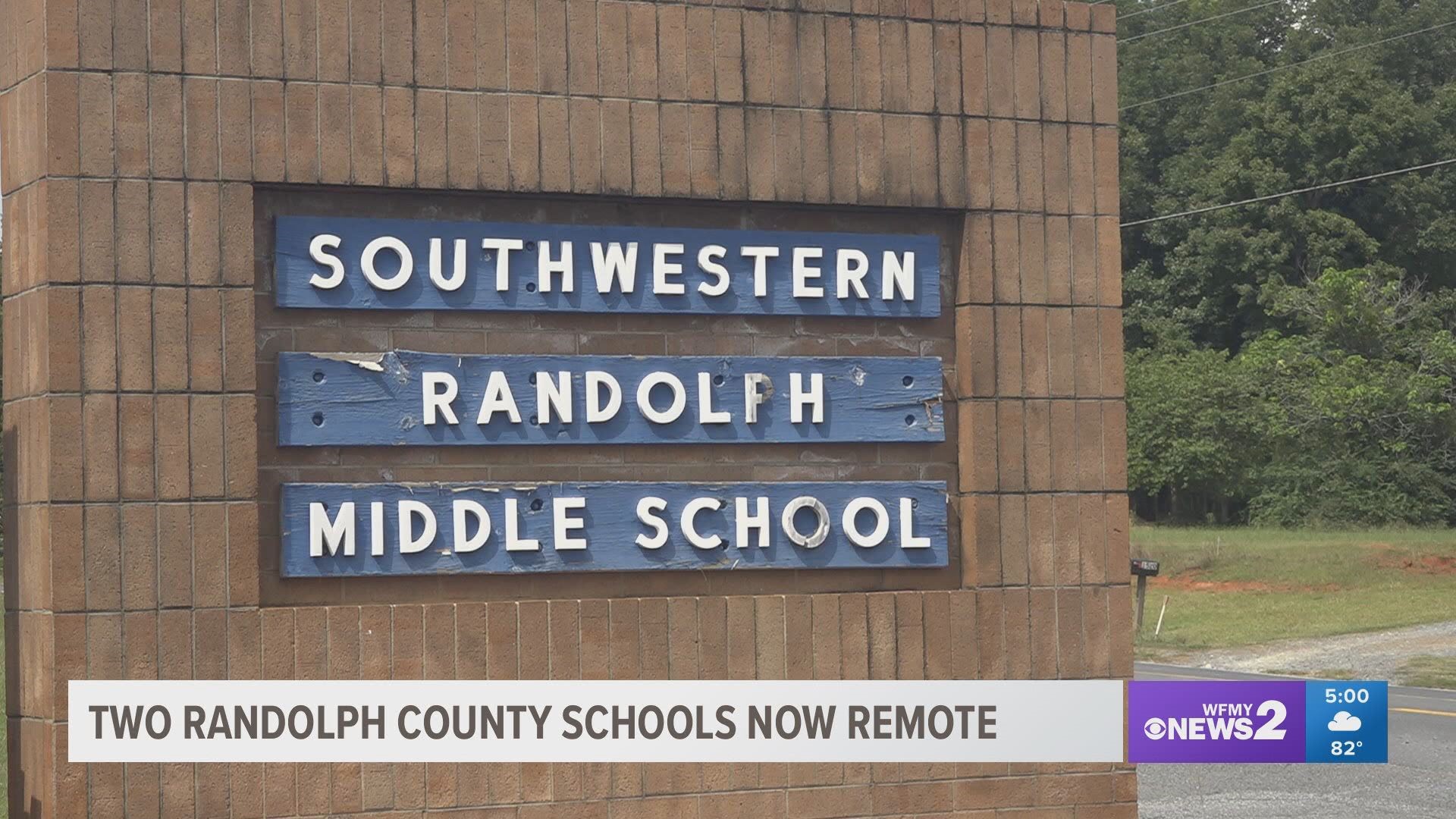 Southwestern Randolph Middle and Eastern Randolph High schools are remote due to COVID-19 issues.