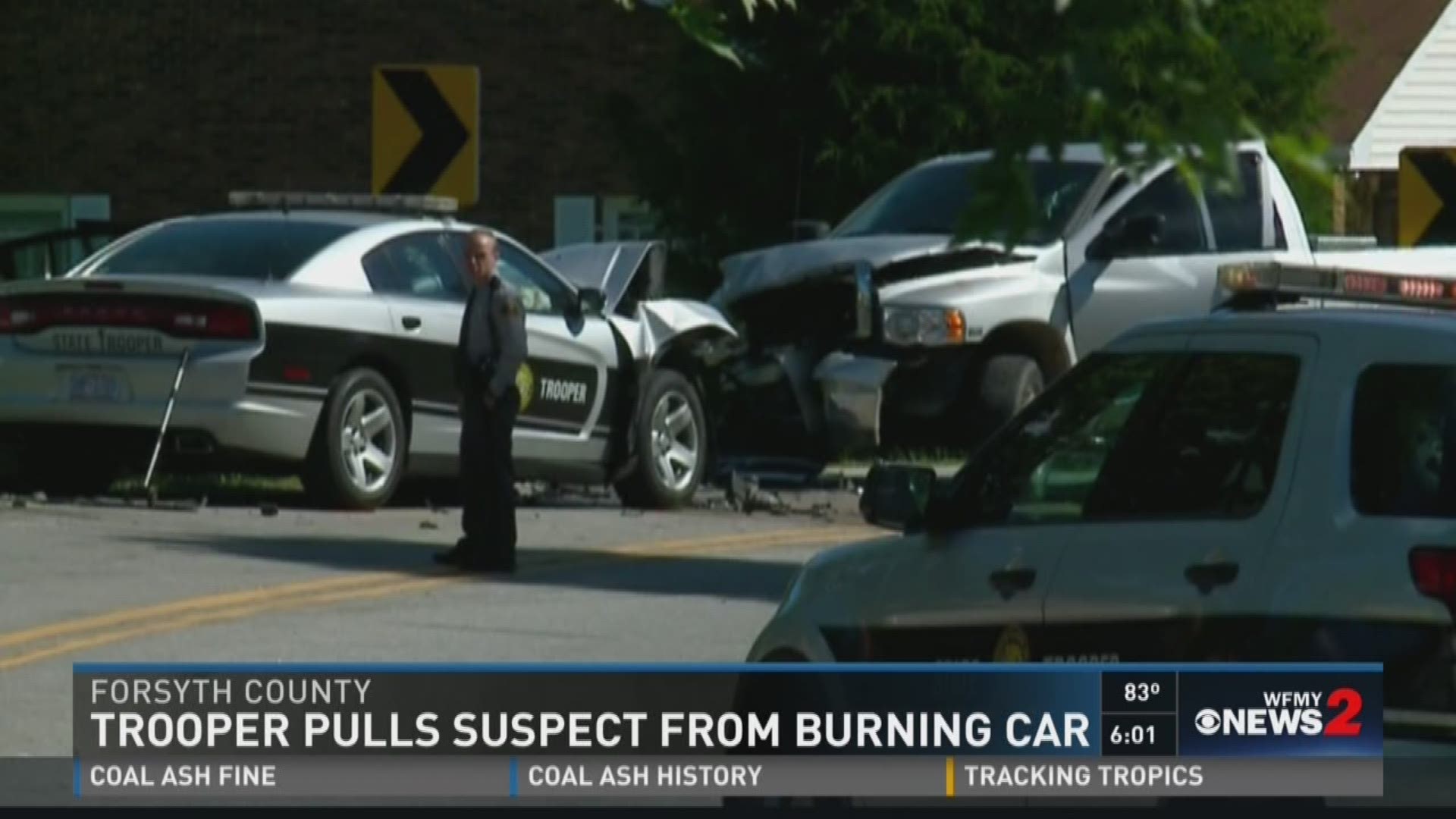 Trooper Saves Suspect from Burning Car