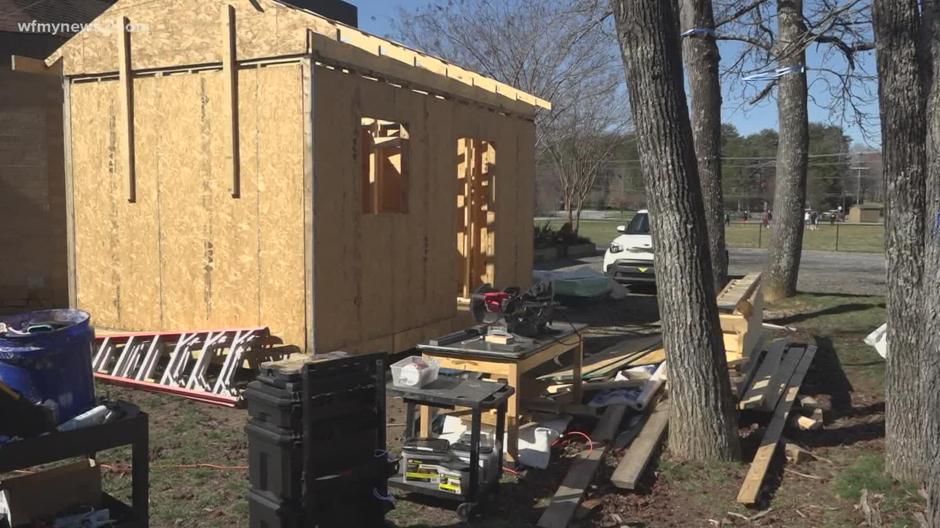 Greensboro Day School students are working with Tiny House Community Development to construct a home that will soon belong to someone who doesn't have one.
