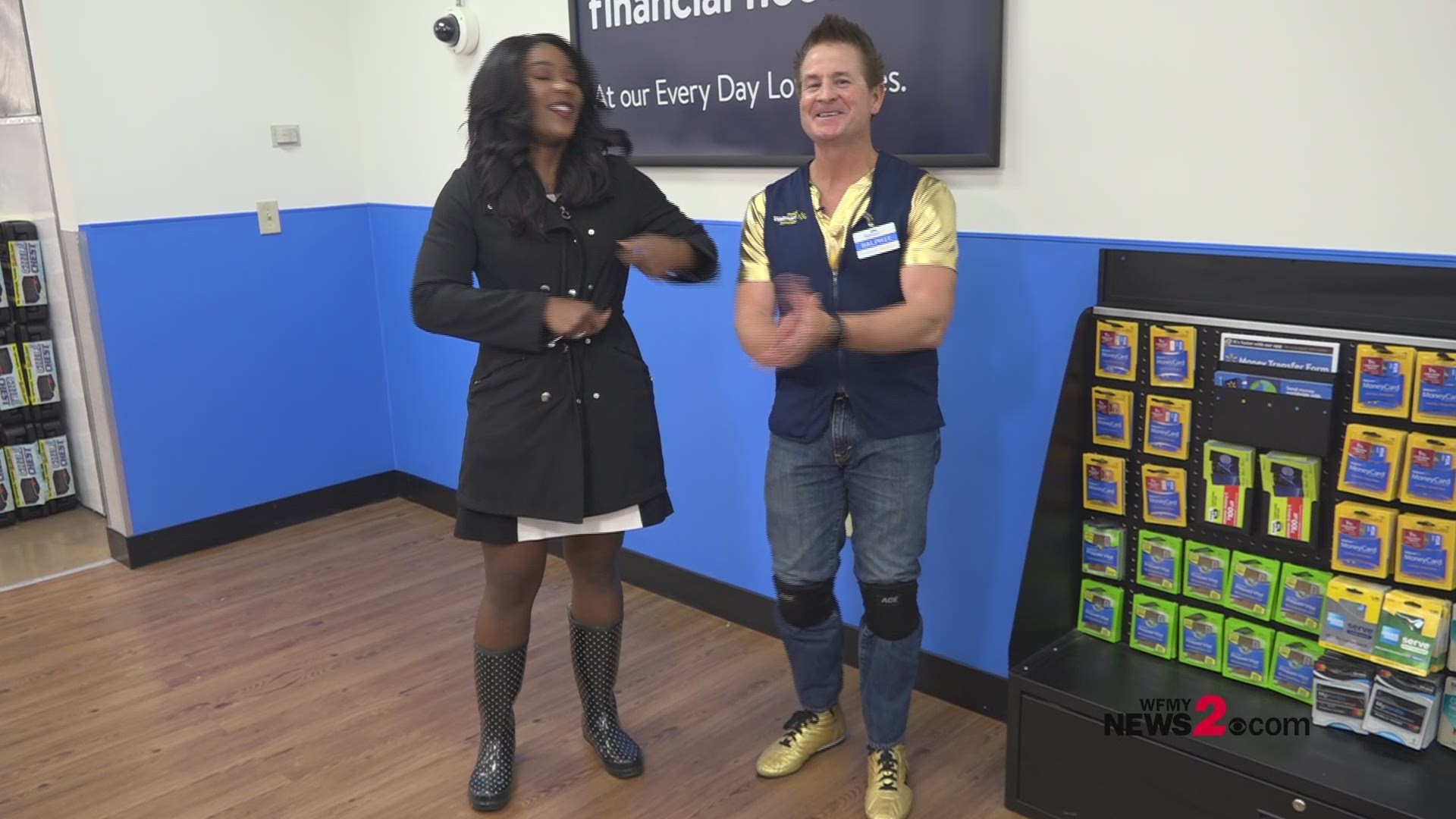 Taheshah turns up the moves learning the Walmart Shuffle straight from the pros