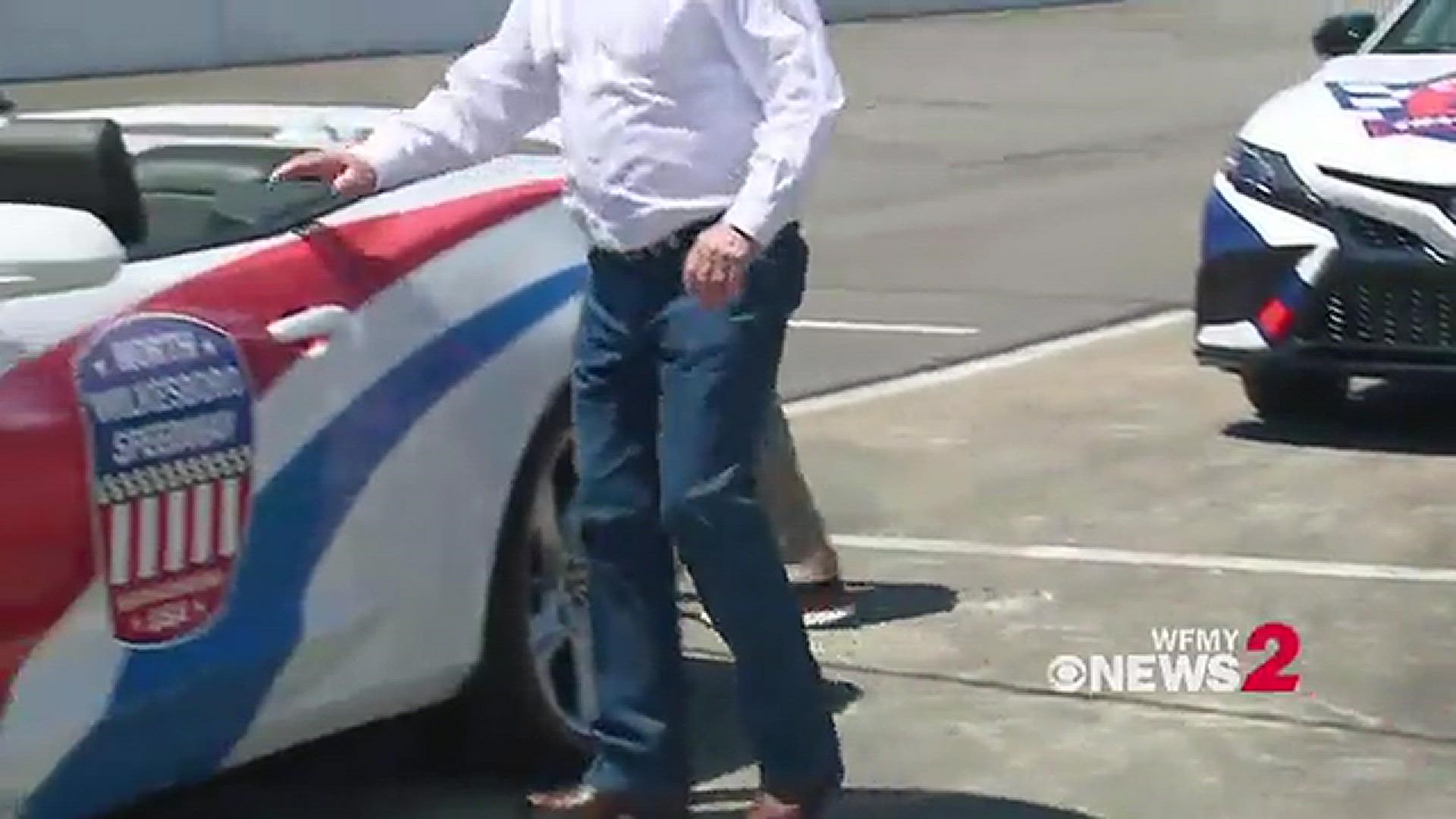 NASCAR legend Richard Childress got behind the wheel to take Gov. Roy Cooper for a spin around the historic track. The track is being revitalized with federal funds.