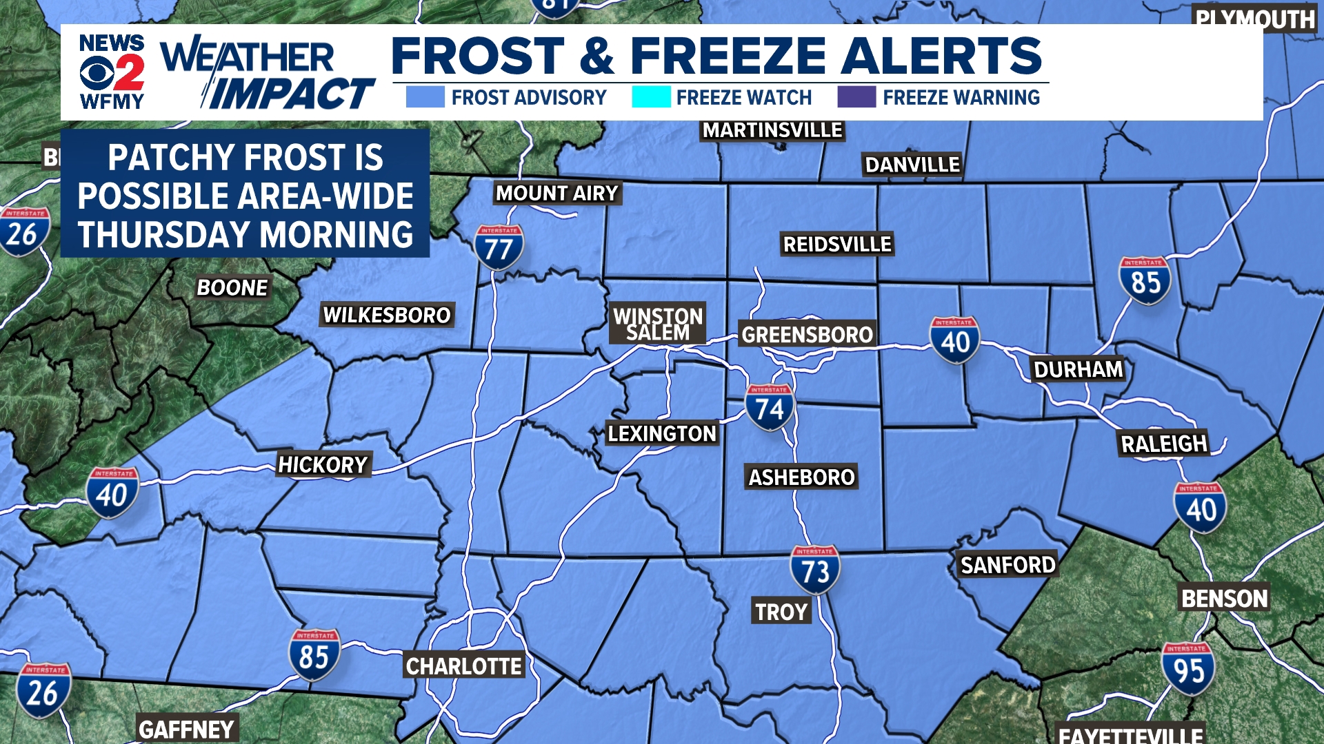 Frost Advisory: Temperatures dropping into the 30s for Thursday morning ...