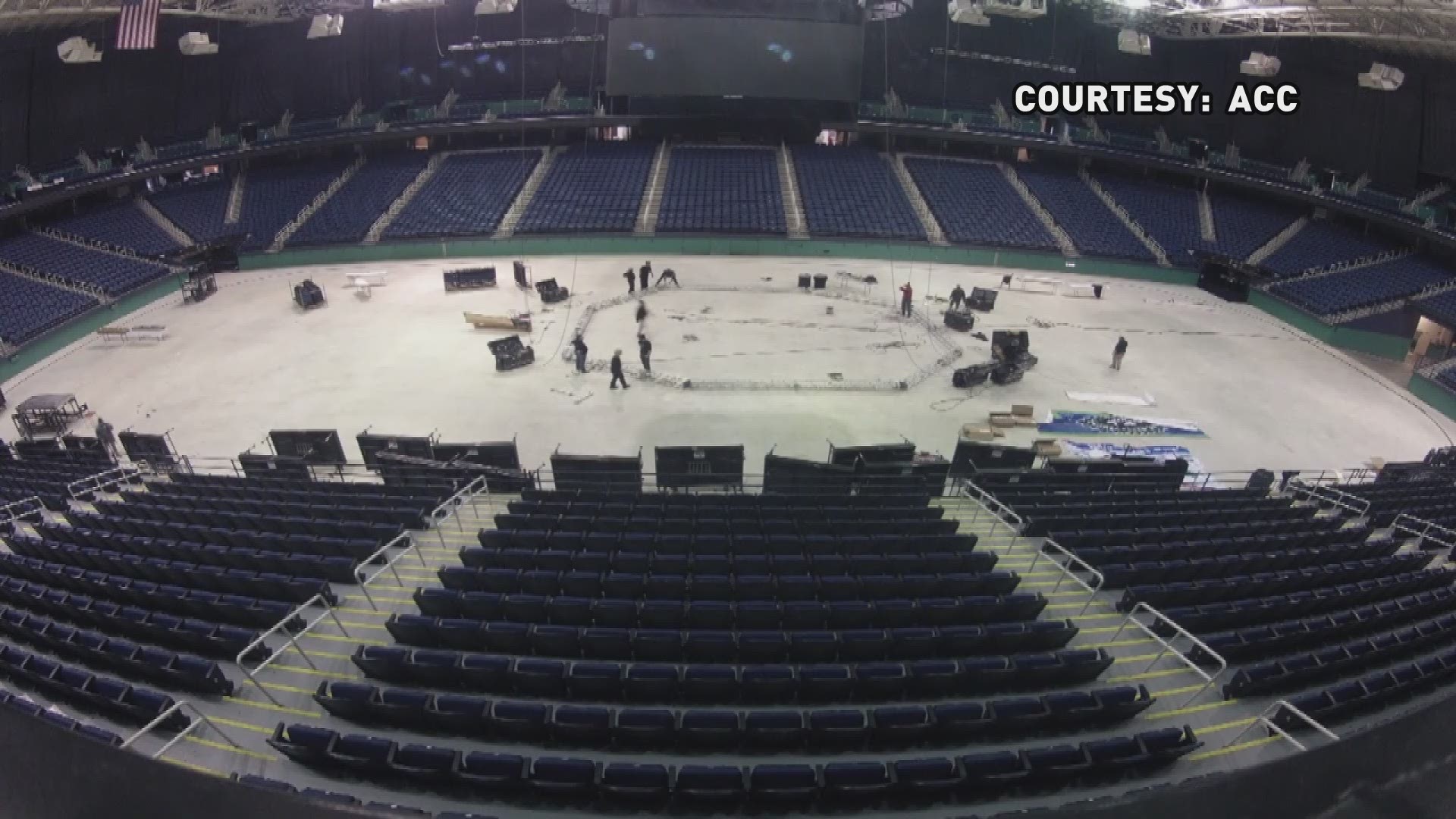 The Greensboro Coliseum is getting ready for the Women’s ACC Tourney. That means in a major transformation in a short amount of time. Check out this time-lapse video from the ACC.