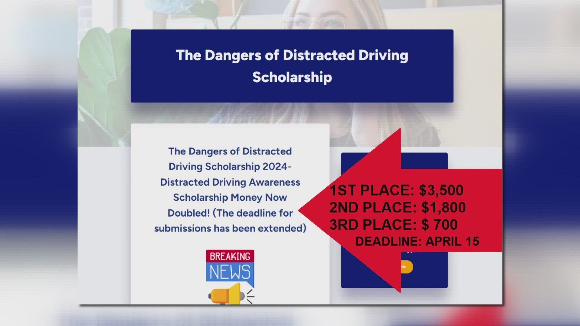 Magnolia Eye Care is matching the money earned from a distracted driving scholarship competition.