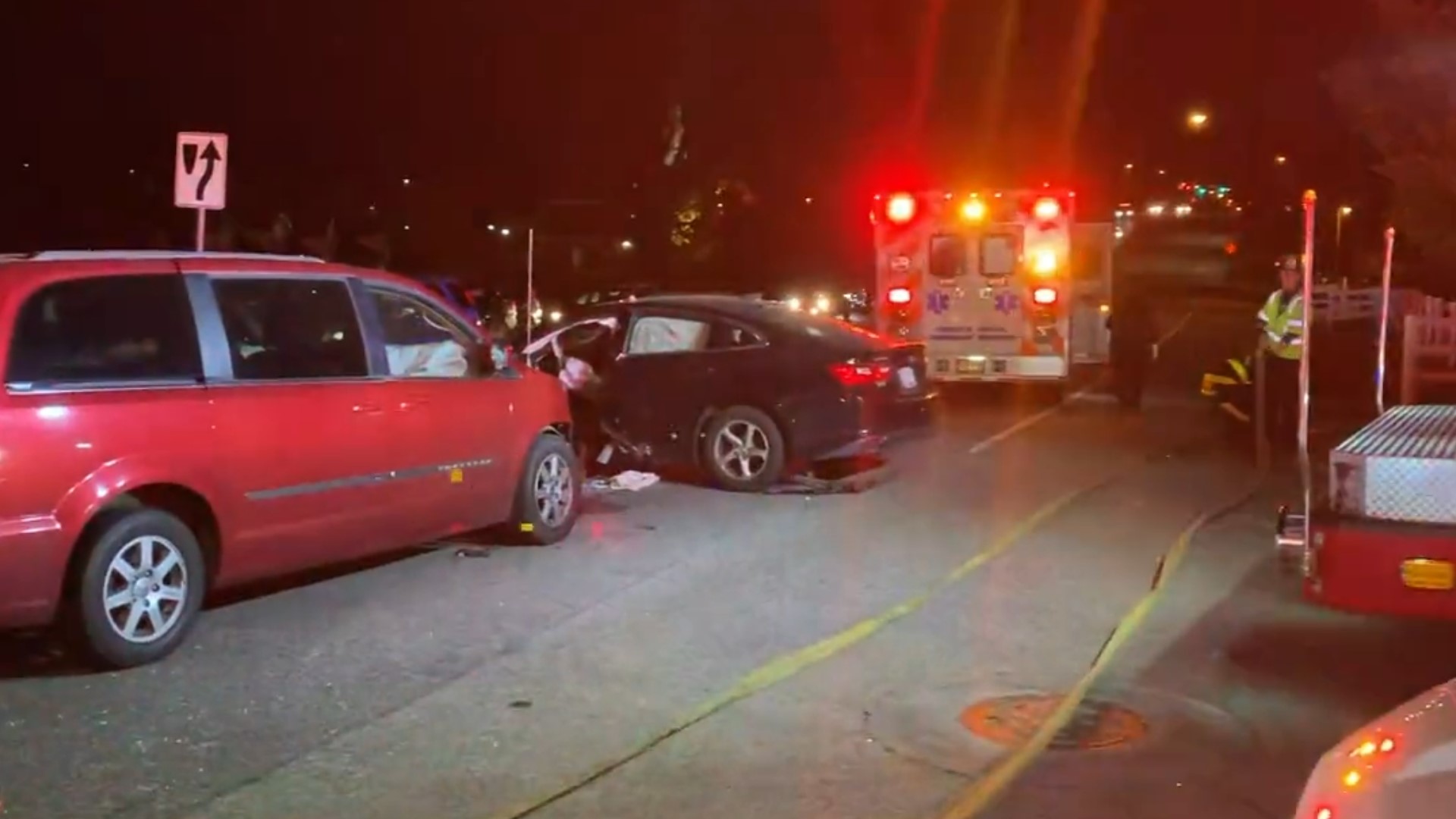 Emergency crews are on the scene of a wreck on Silas Creek Parkway in Winston-Salem involving multiple vehicles.