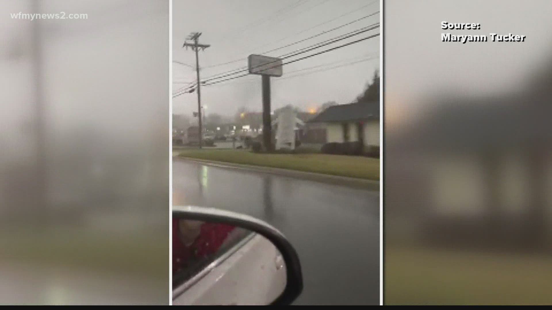 Two tornadoes touched down in the Piedmont Triad on Thursday. An Alamance County woman got video of one of them.