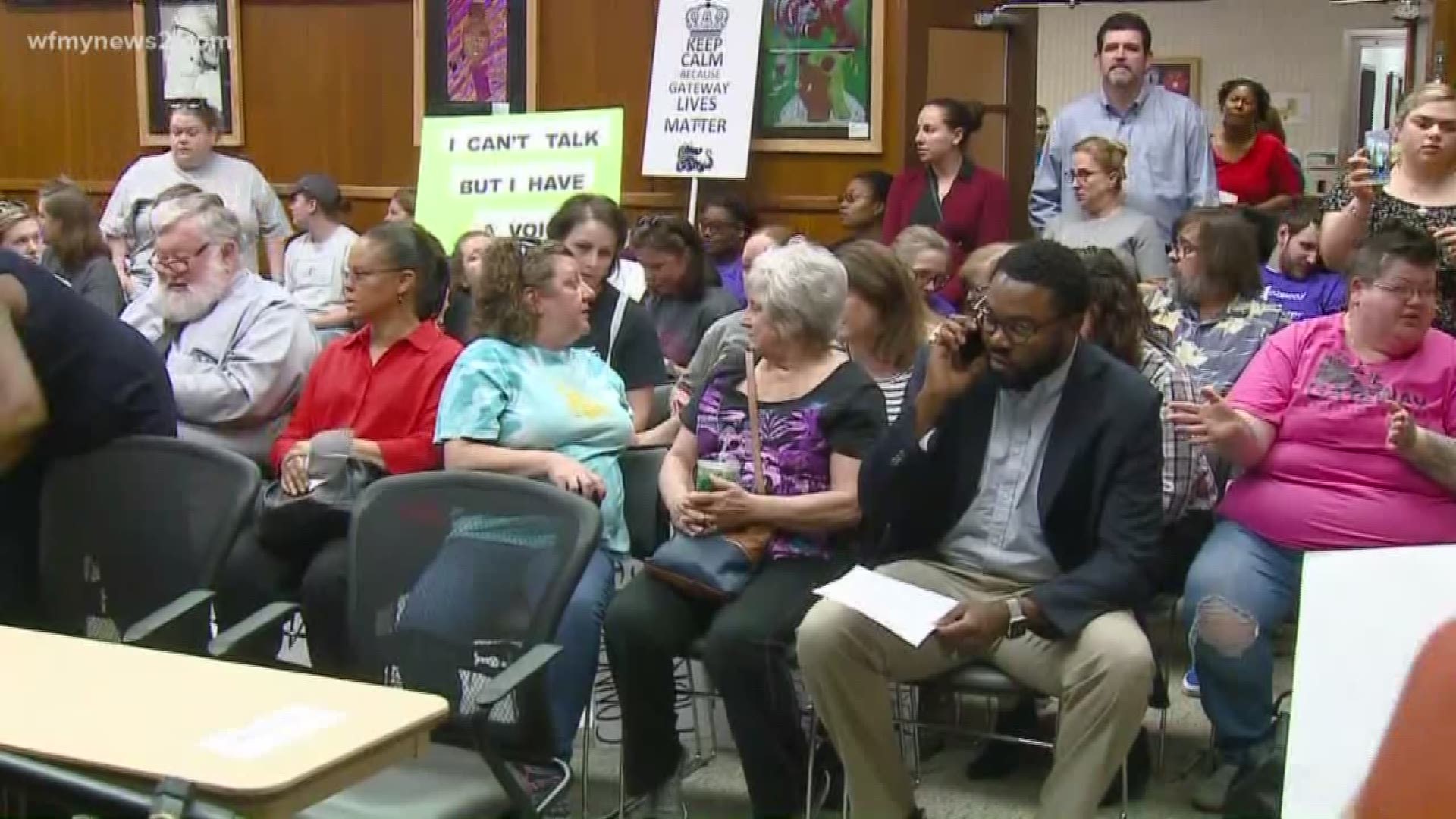 The school board is holding a public hearing on the fate of two Greensboro schools.