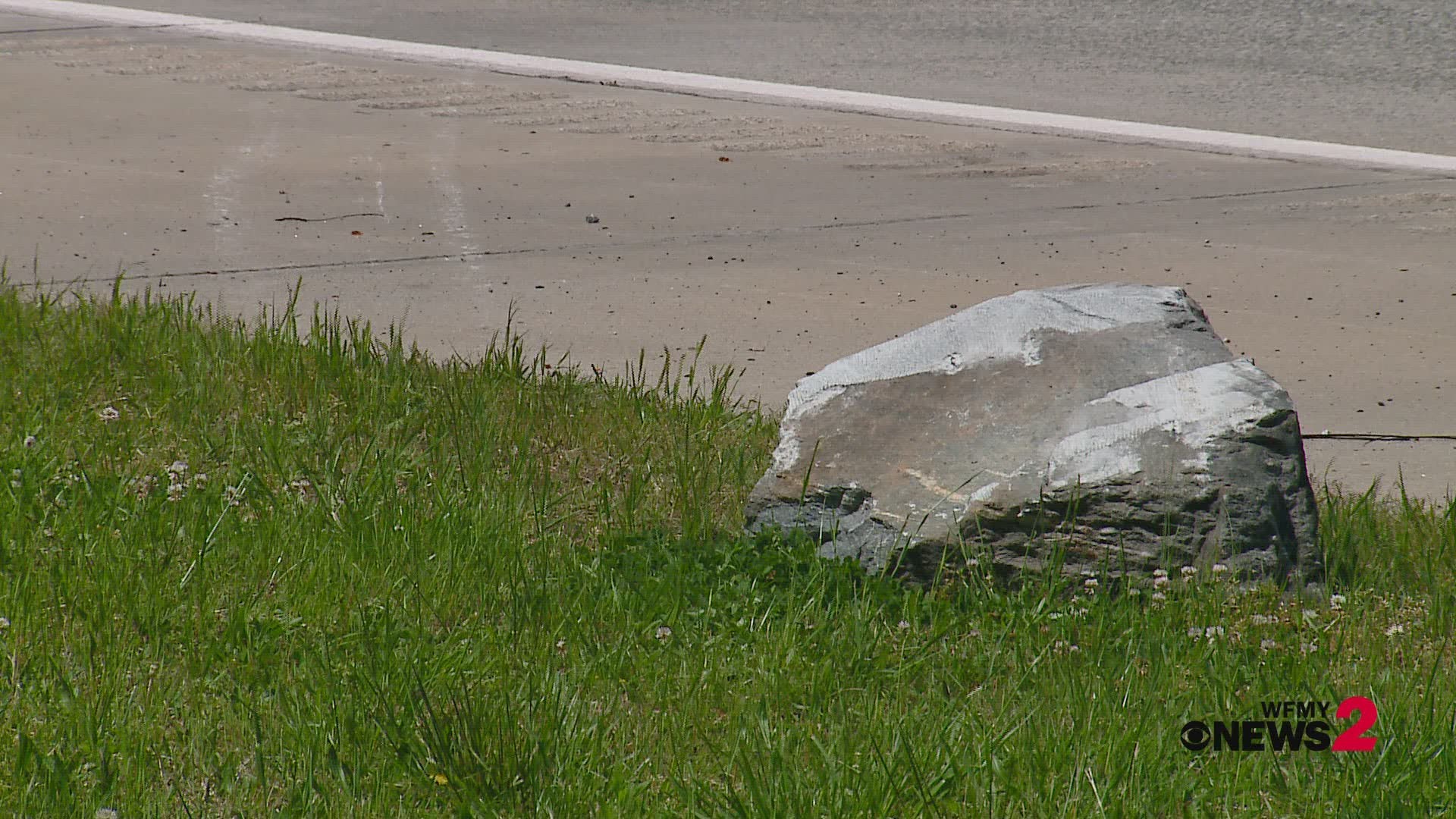 Archdale police are searching for the person or people responsible for damaging three cars after leaving a 4-foot-long rock on I-85 near exit 113-A.