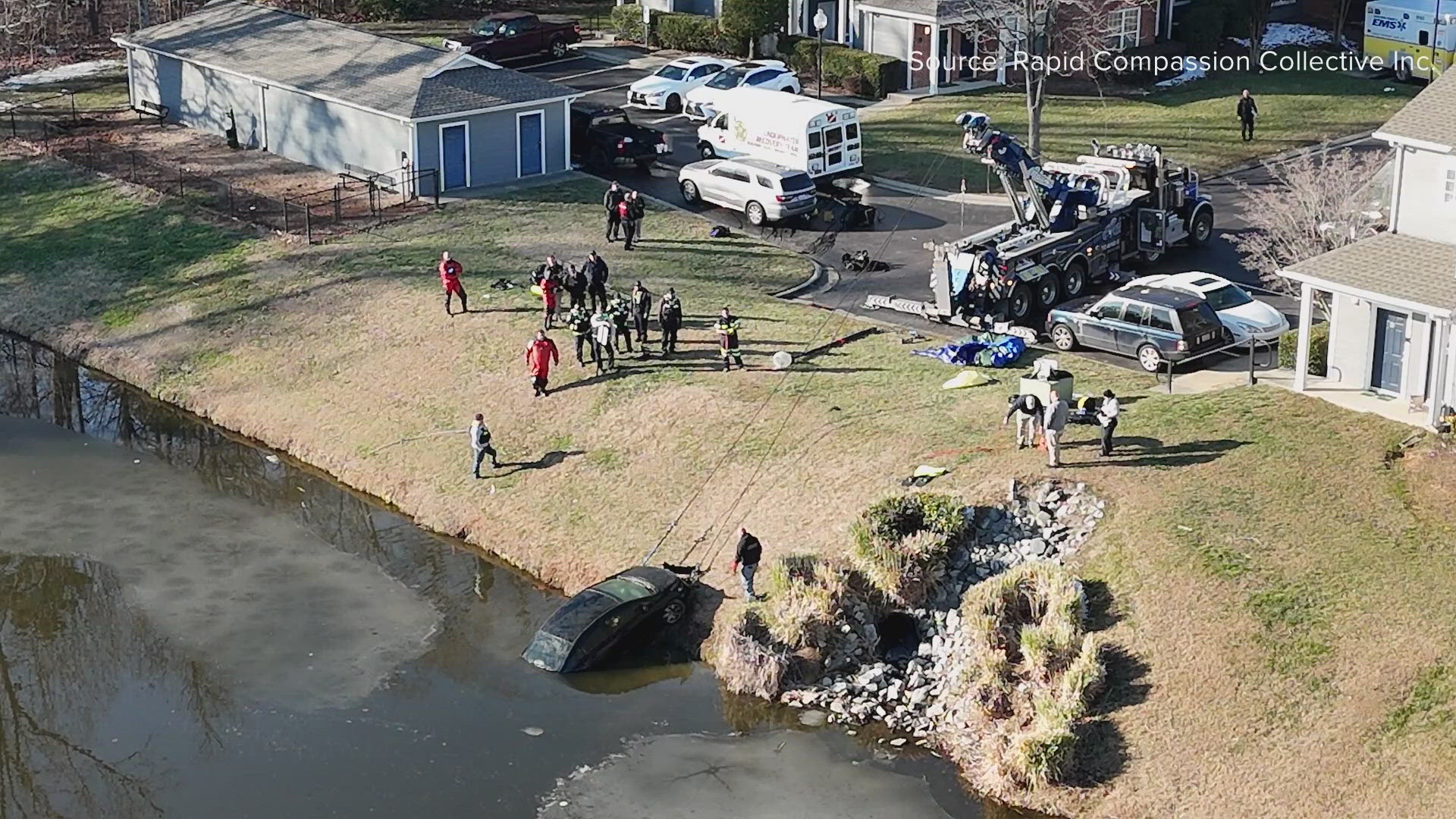A nonprofit dive team alerted investigators about a car inside an apartment complex pond.