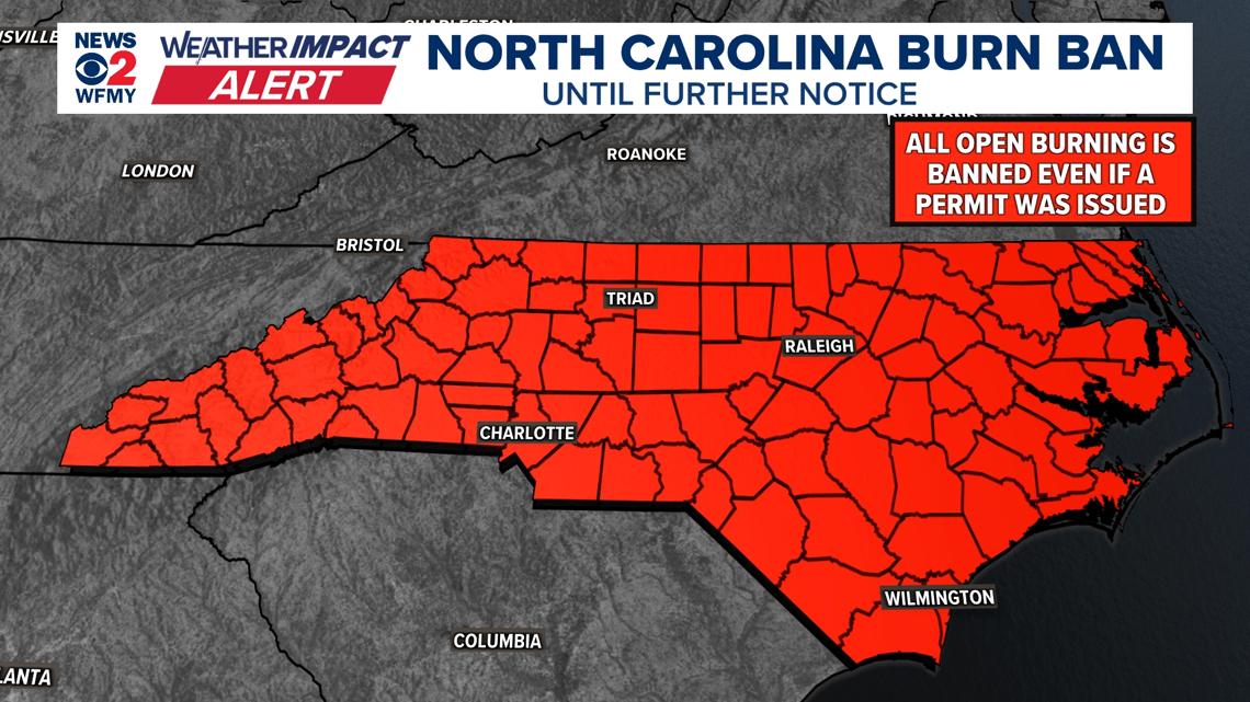North Carolina issues statewide open burning ban amid wildfire risk