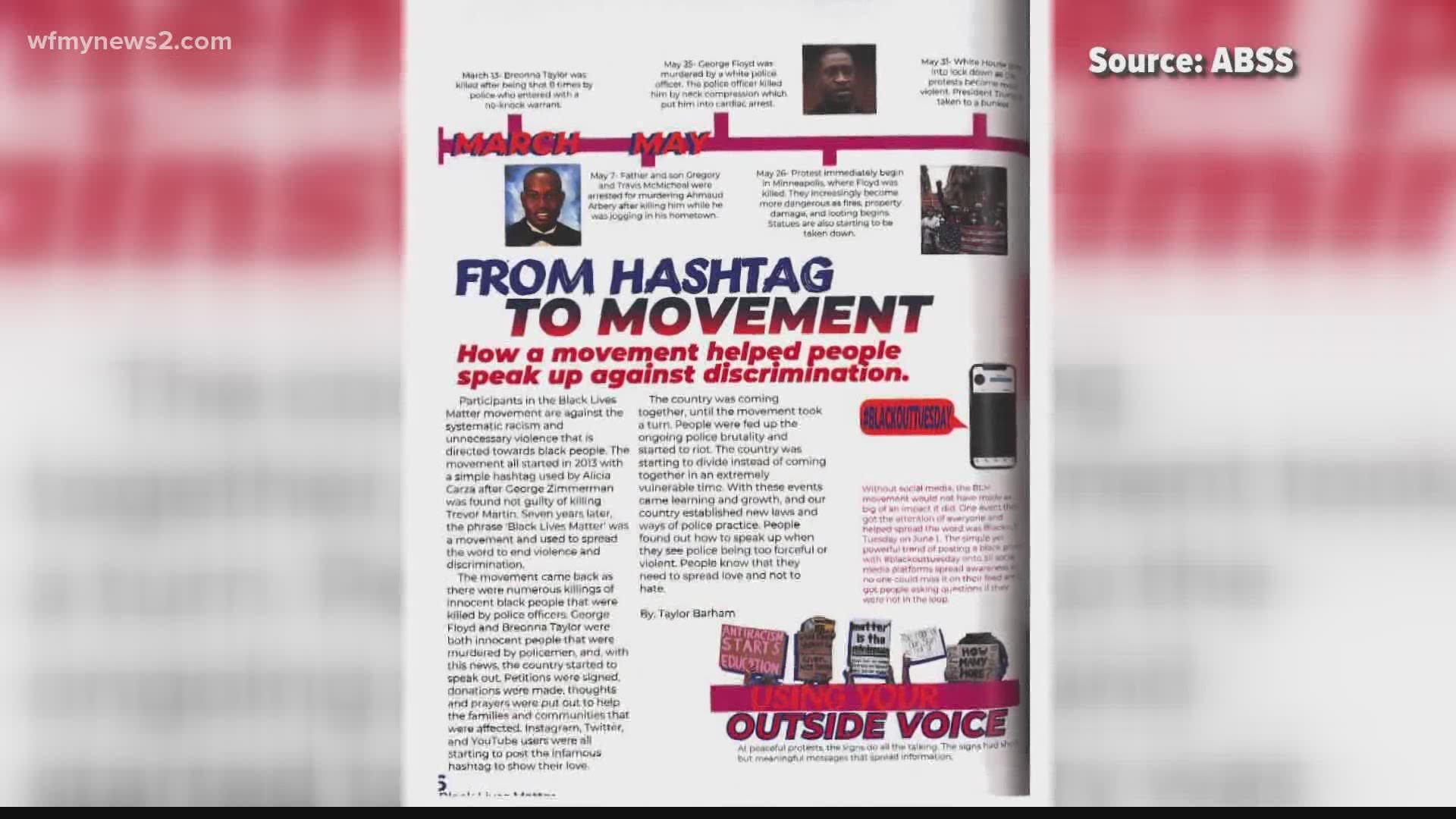 A section of the Southern Alamance High School yearbook, pointing out racial and political issues of 2020, sparked a heated debate at an ABSS board meeting.
