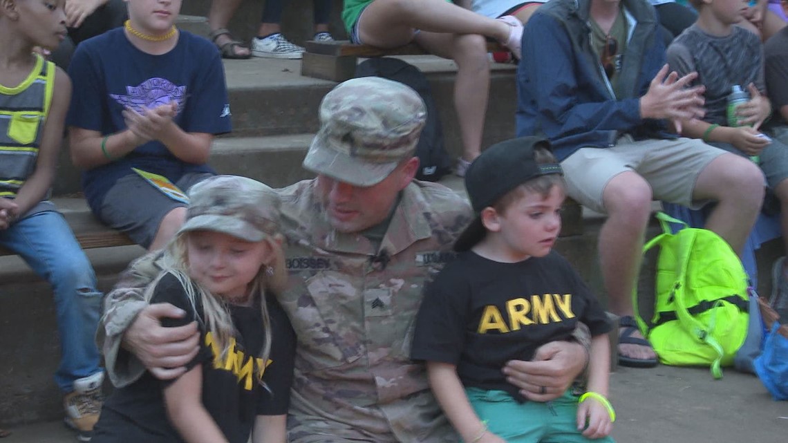 North Carolina military dad surprises kids at Carolina Mudcats