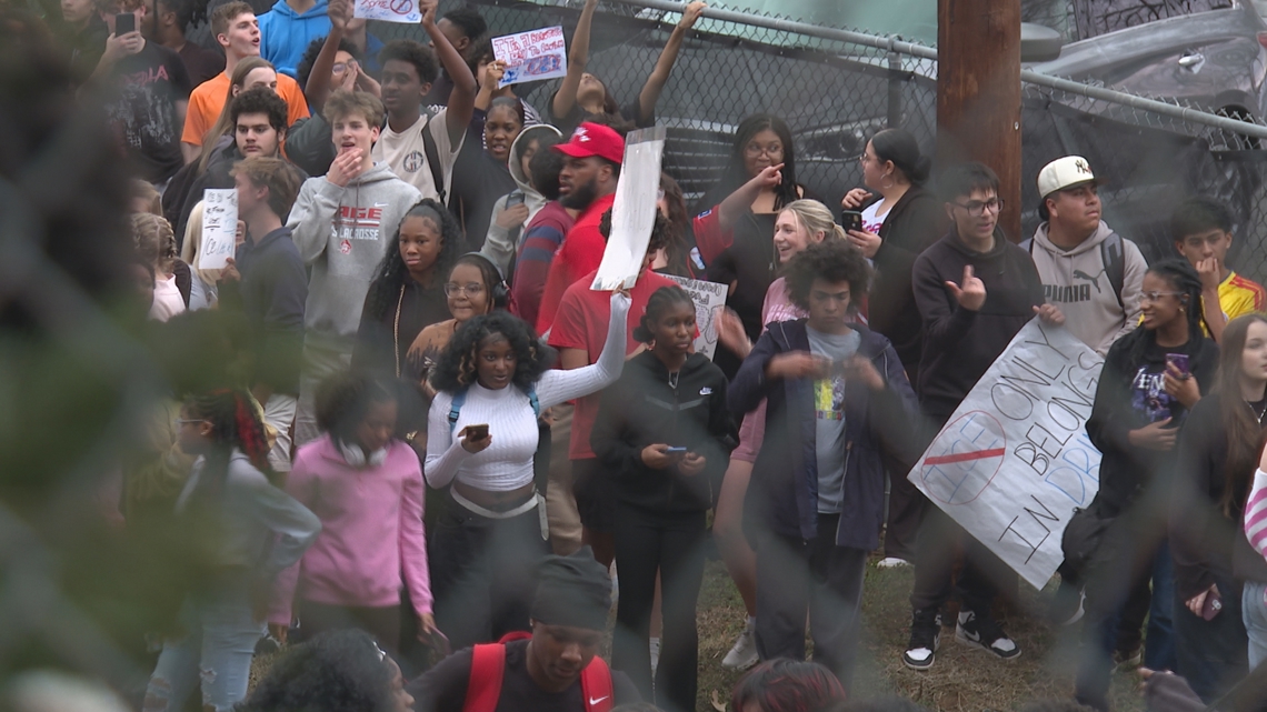 Page High students hold walkout in protest of ICE, federal immigration enforcement