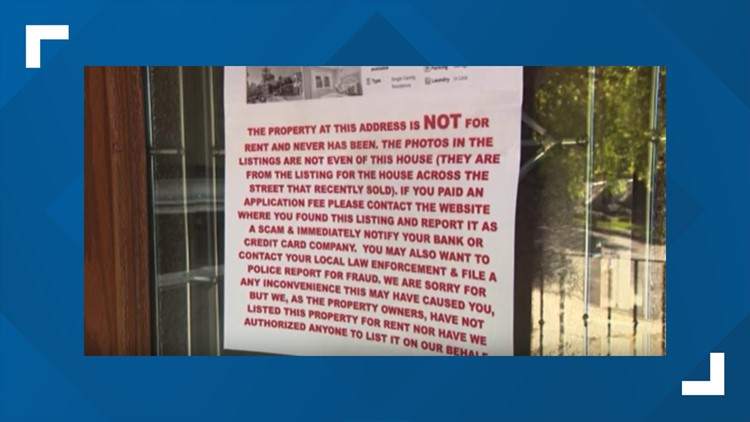 Rental scam forces a homeowner to put a fraud notice on the front door